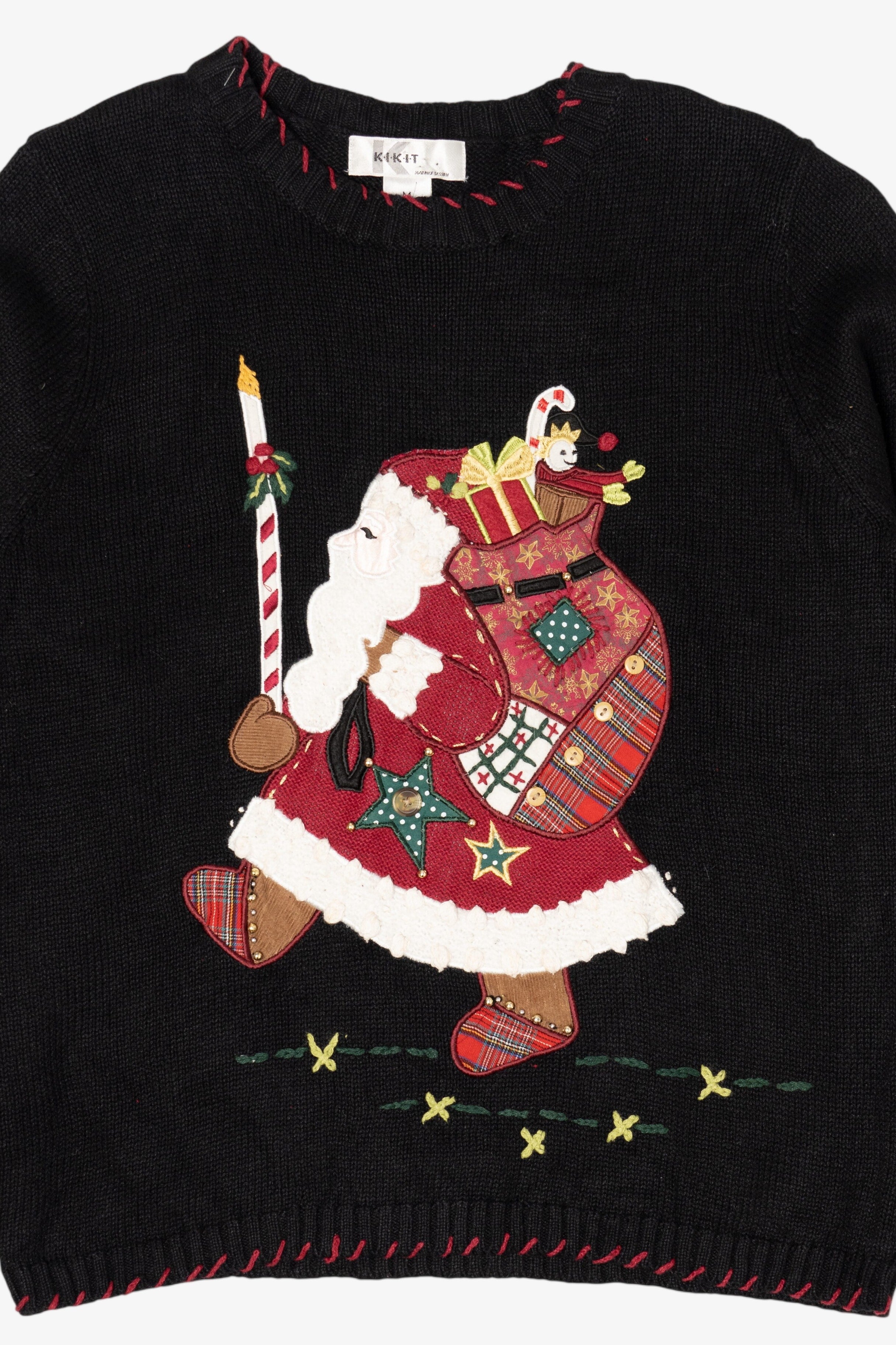 Vintage Black Kikit Santa Ugly Christmas Pullover (2000s)