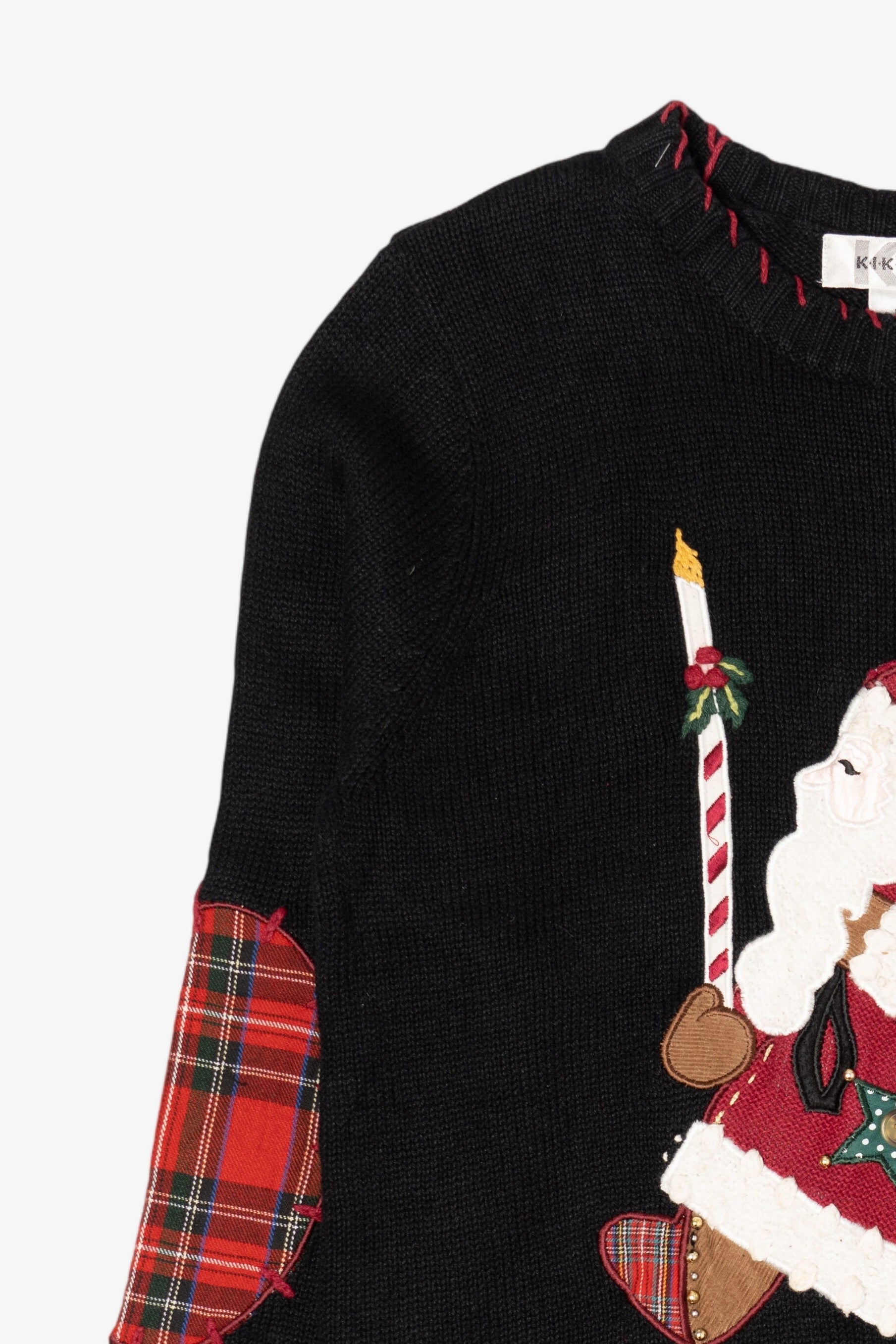 Vintage Black Kikit Santa Ugly Christmas Pullover (2000s)