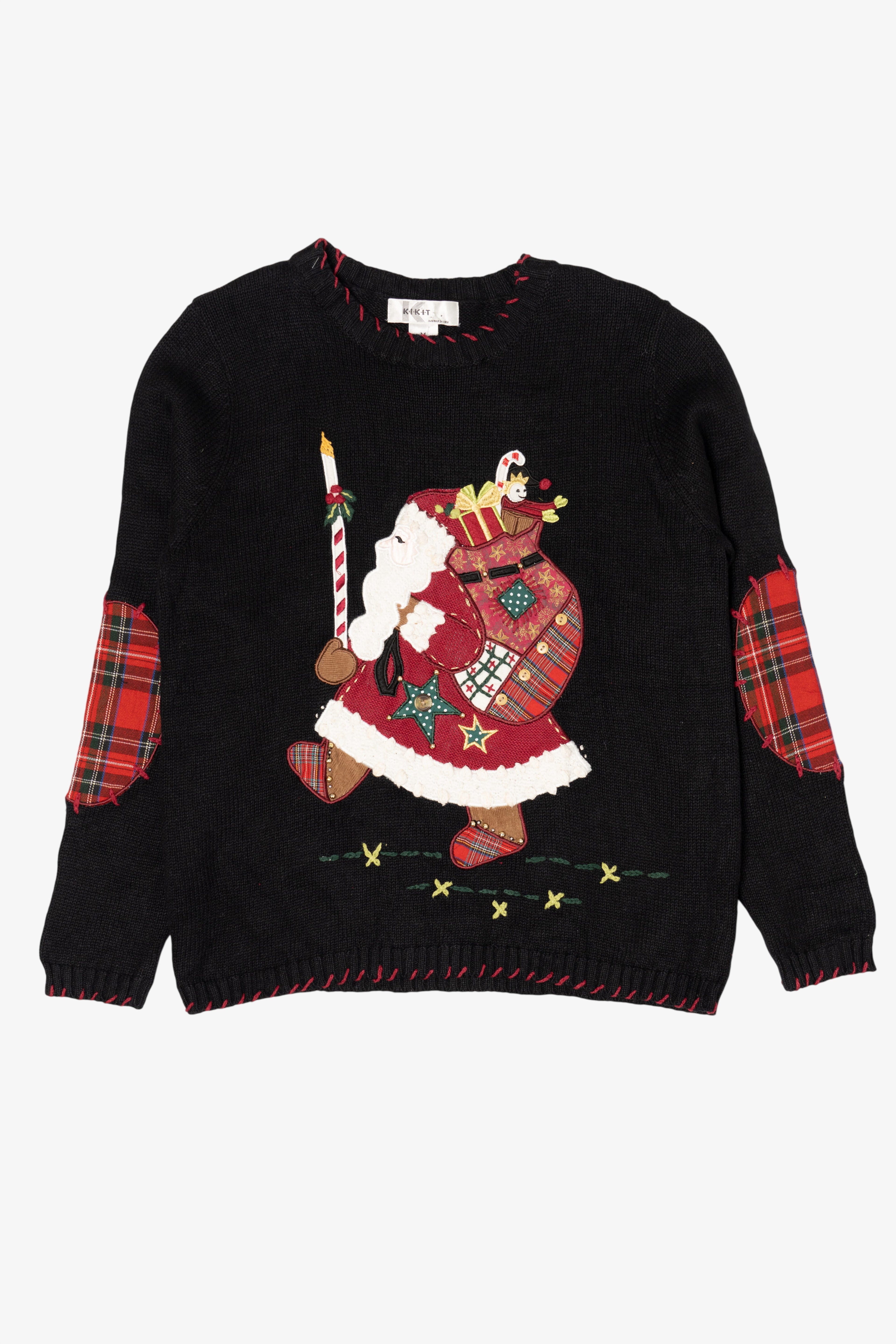 Vintage Black Kikit Santa Ugly Christmas Pullover (2000s)