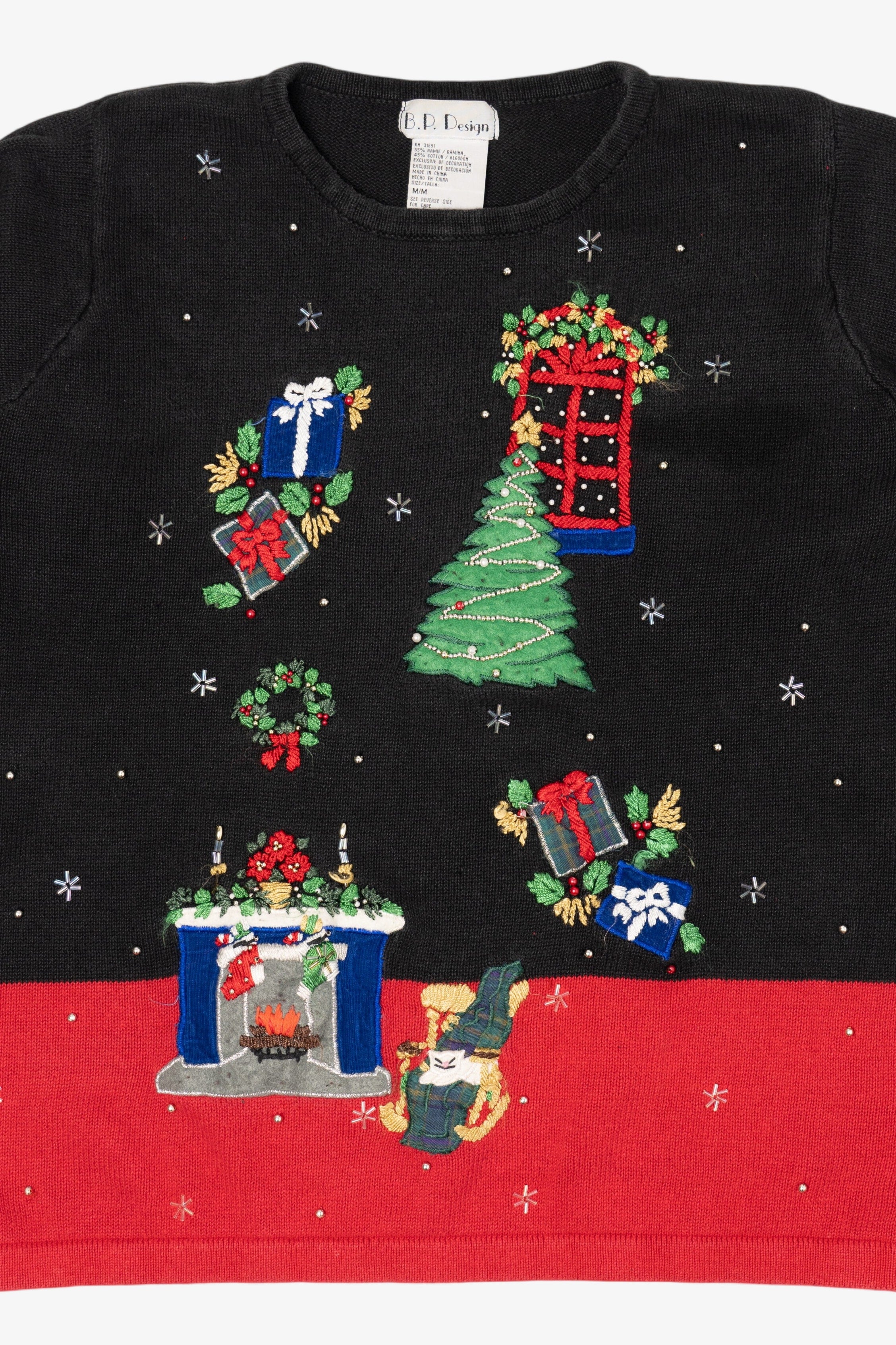 Vintage Black B.P. Design Ugly Christmas Pullover (1990s)