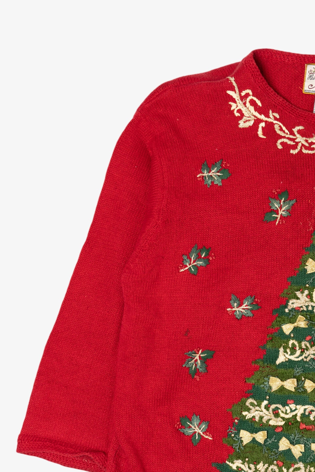 Vintage Red Heirloom Collectible Tree Ugly Christmas Pullover (1990s)