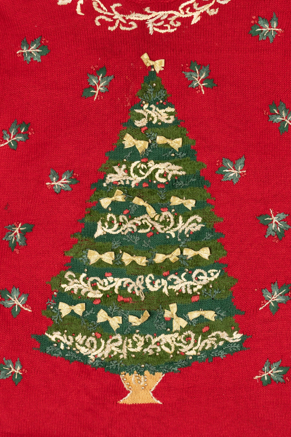 Vintage Red Heirloom Collectible Tree Ugly Christmas Pullover (1990s)