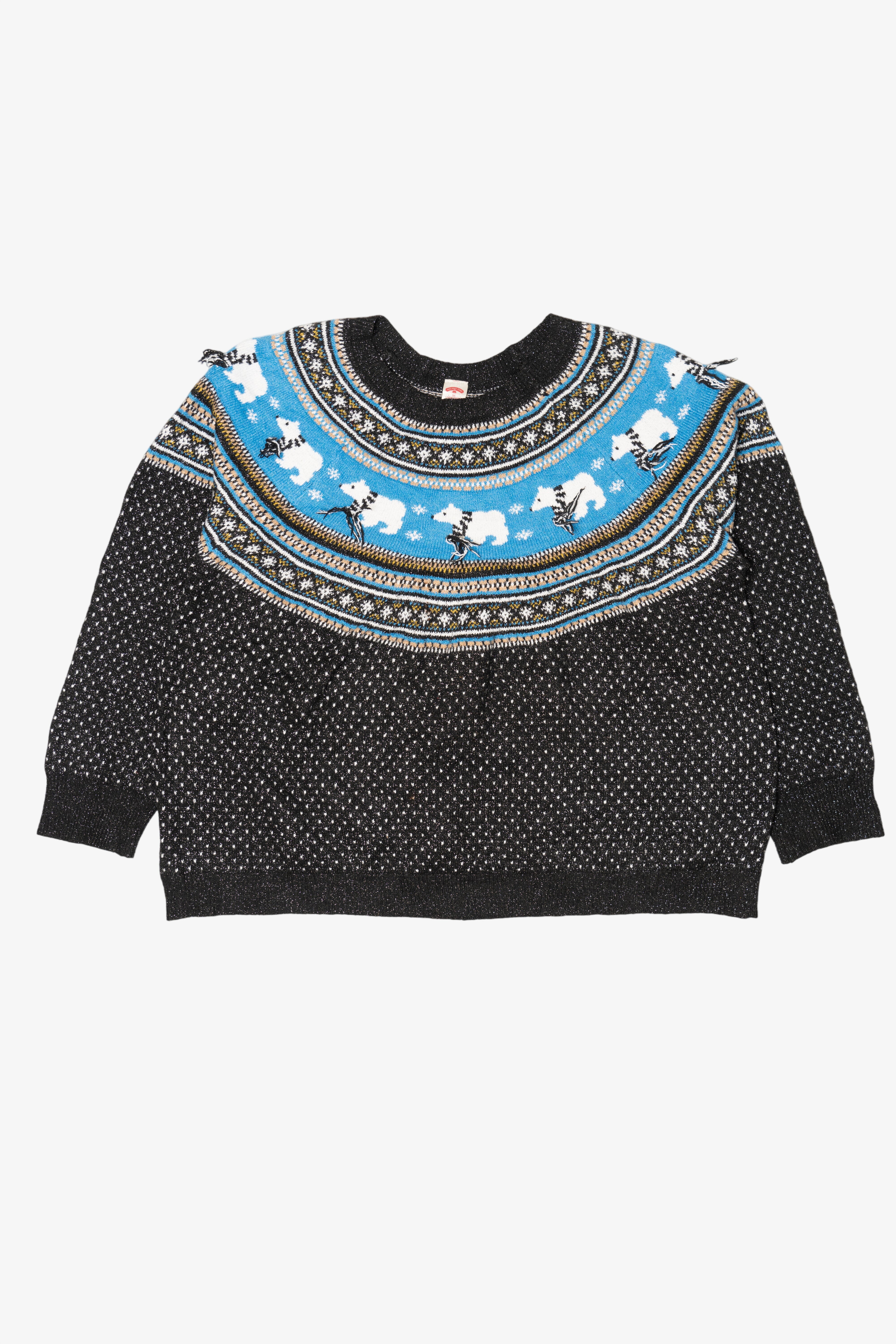 Black Holiday Time Polar Bears Ugly Christmas Pullover (2010s)