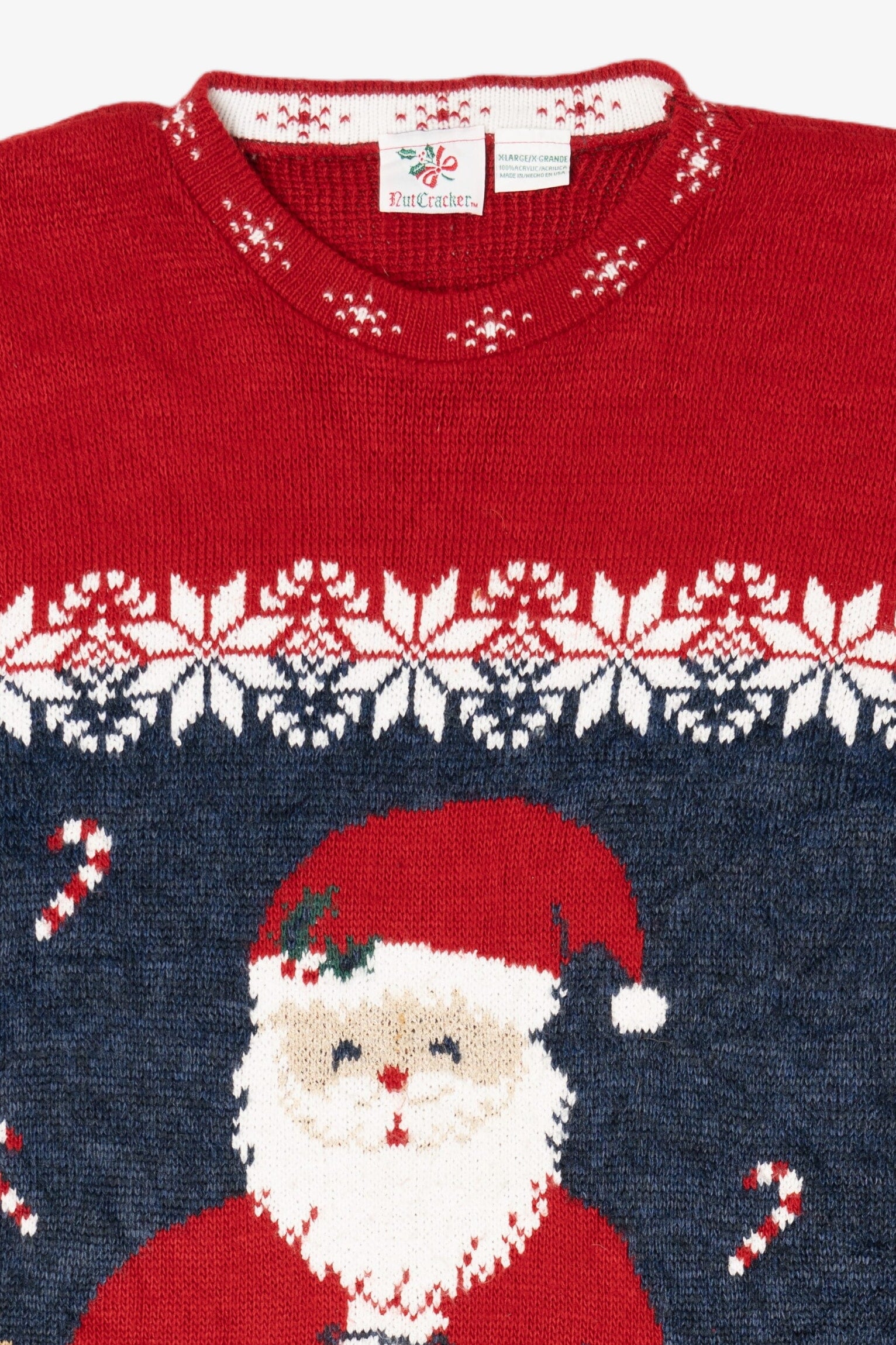 Vintage Red Nutcracker Santa Ugly Christmas Pullover (1990s)
