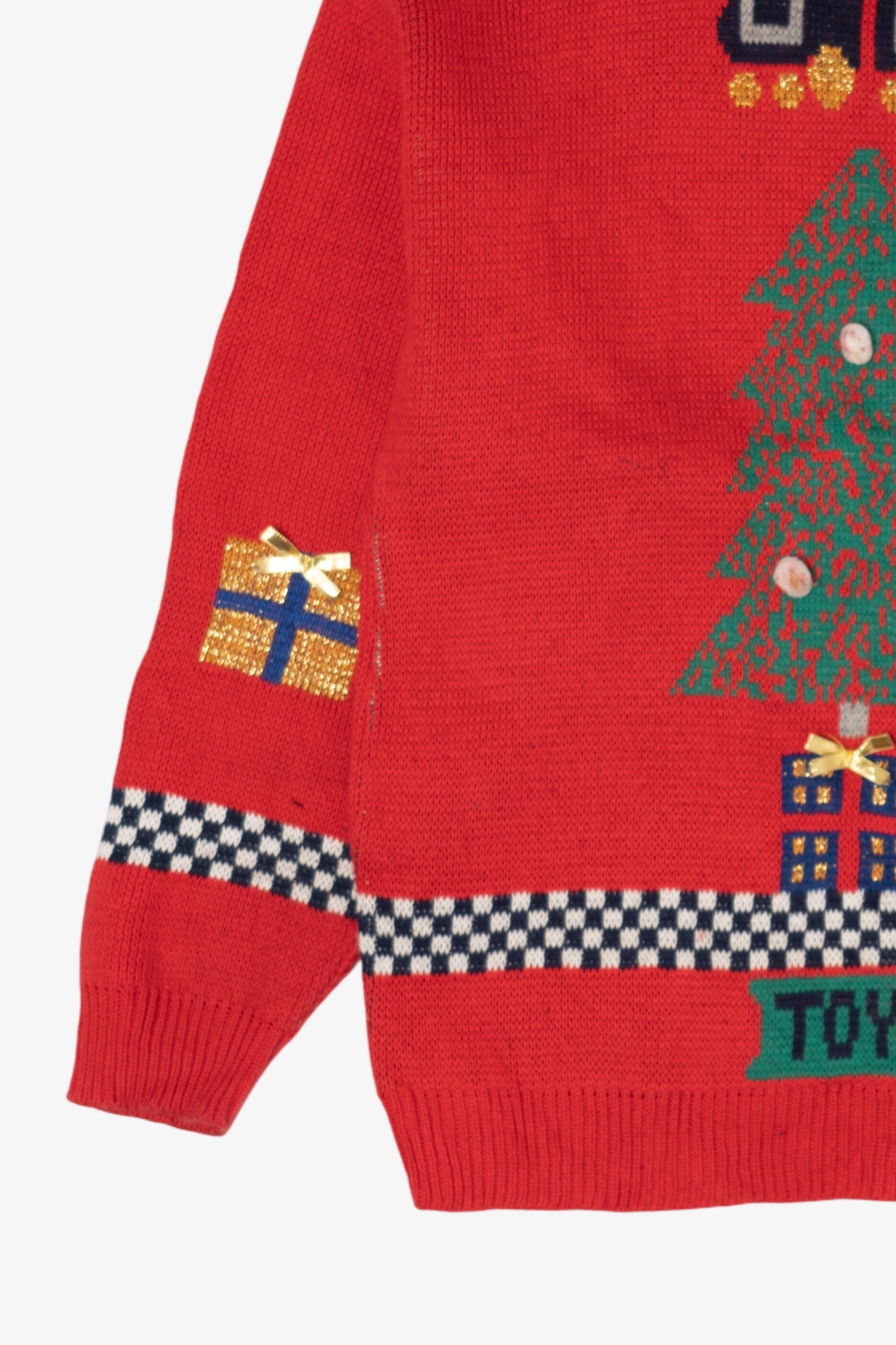 Vintage Red Sweater Loft "Toy Land" Ugly Christmas Pullover (1990s)