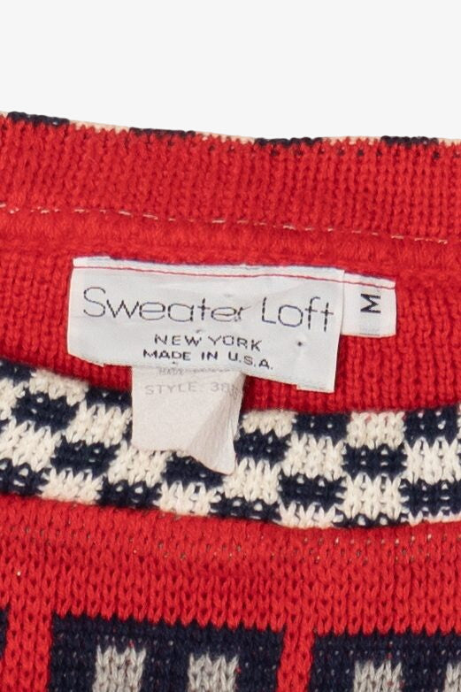 Vintage Red Sweater Loft "Toy Land" Ugly Christmas Pullover (1990s)