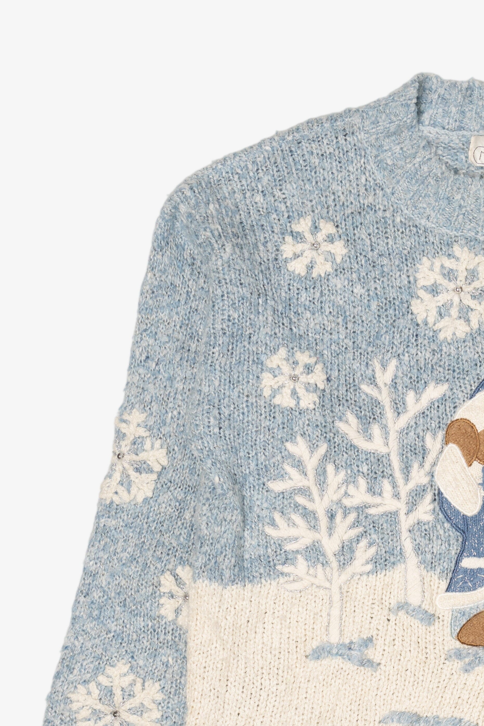 Vintage Light Blue Mandal Bay Teddy Bear Ugly Christmas Pullover (1990s)