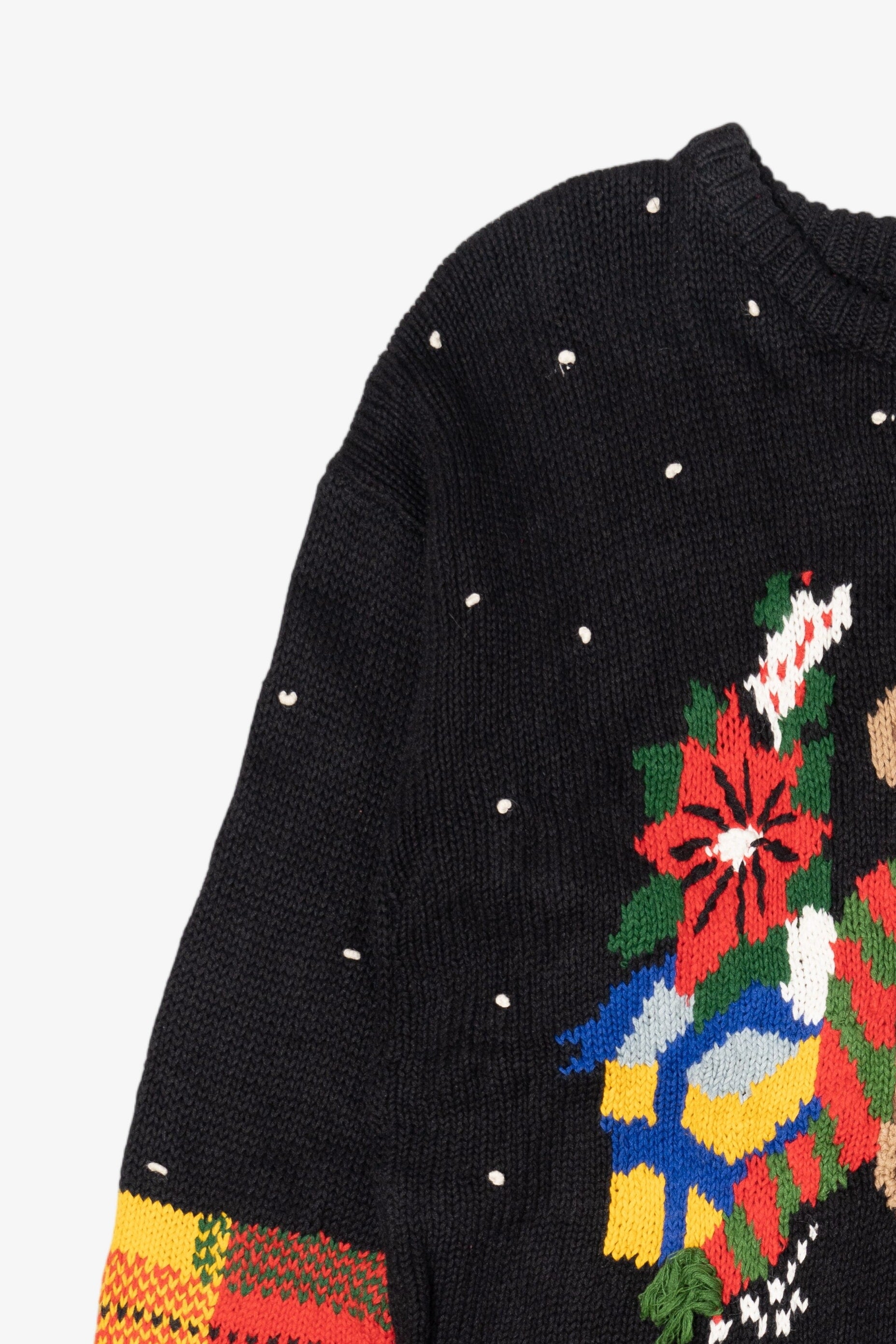 Vintage Hand Knit Black Rafaella Presents Ugly Christmas Pullover (1990s)