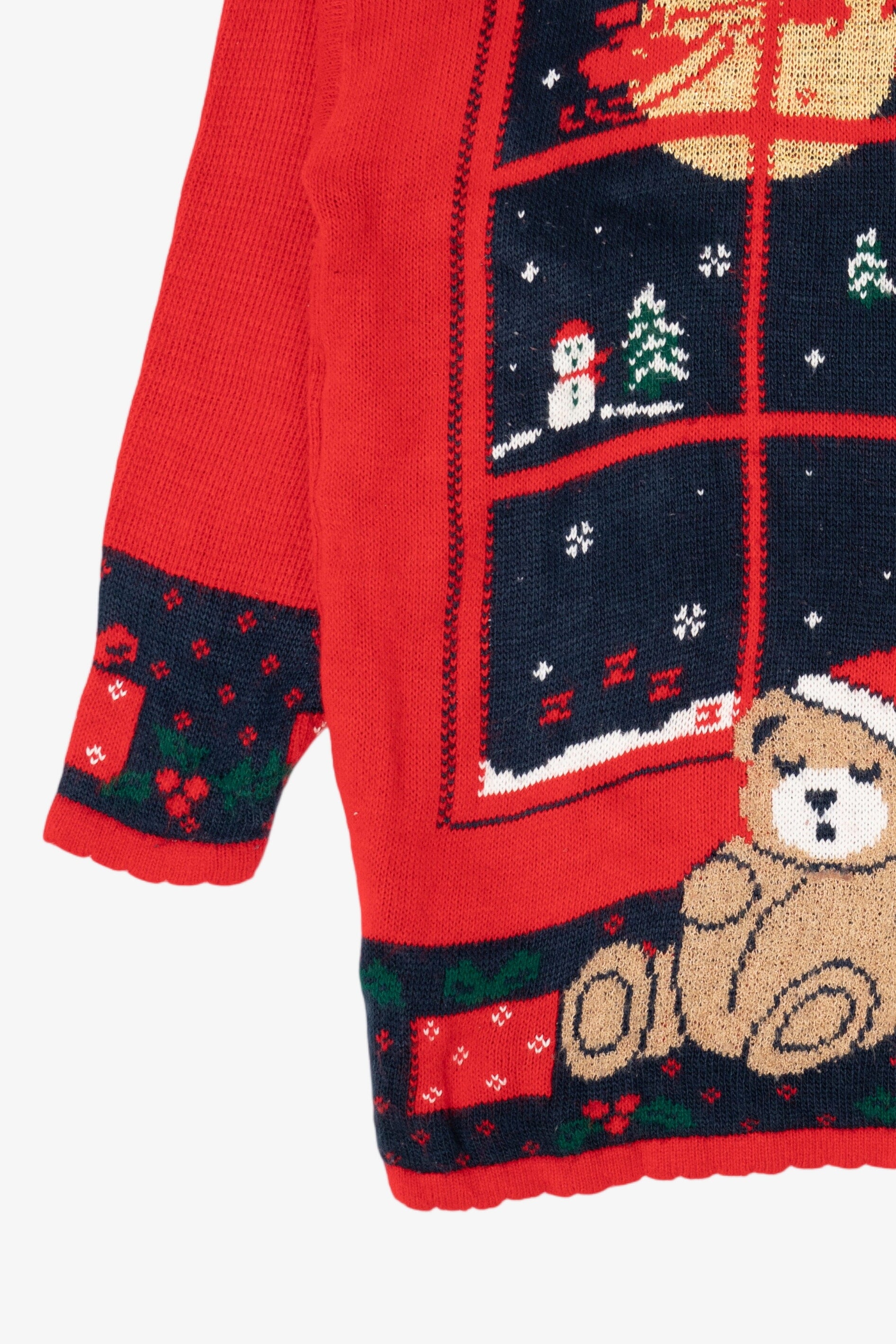 Vintage Red Nutcracker Teddy Bears Ugly Christmas Pullover (1990s)