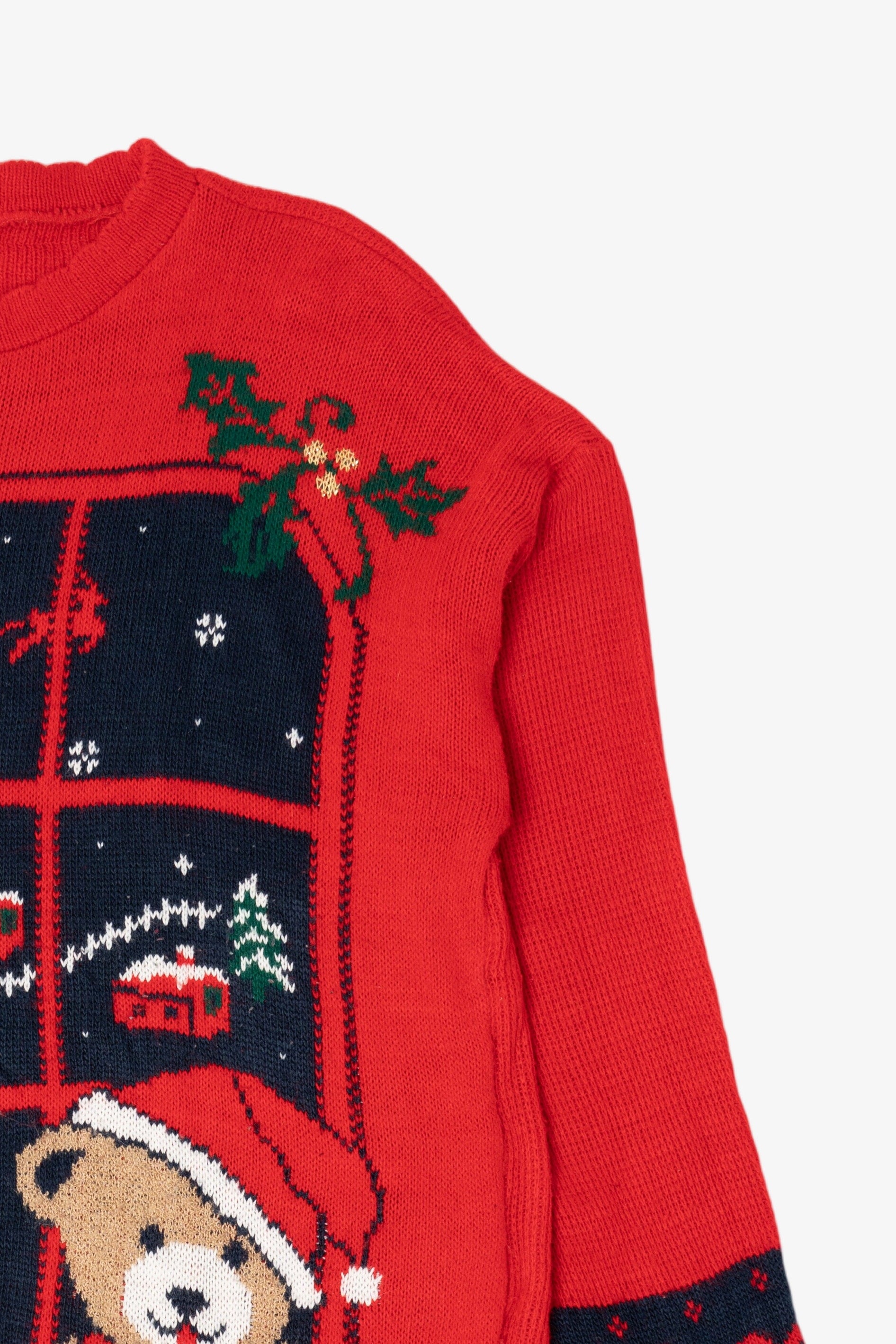 Vintage Red Nutcracker Teddy Bears Ugly Christmas Pullover (1990s)