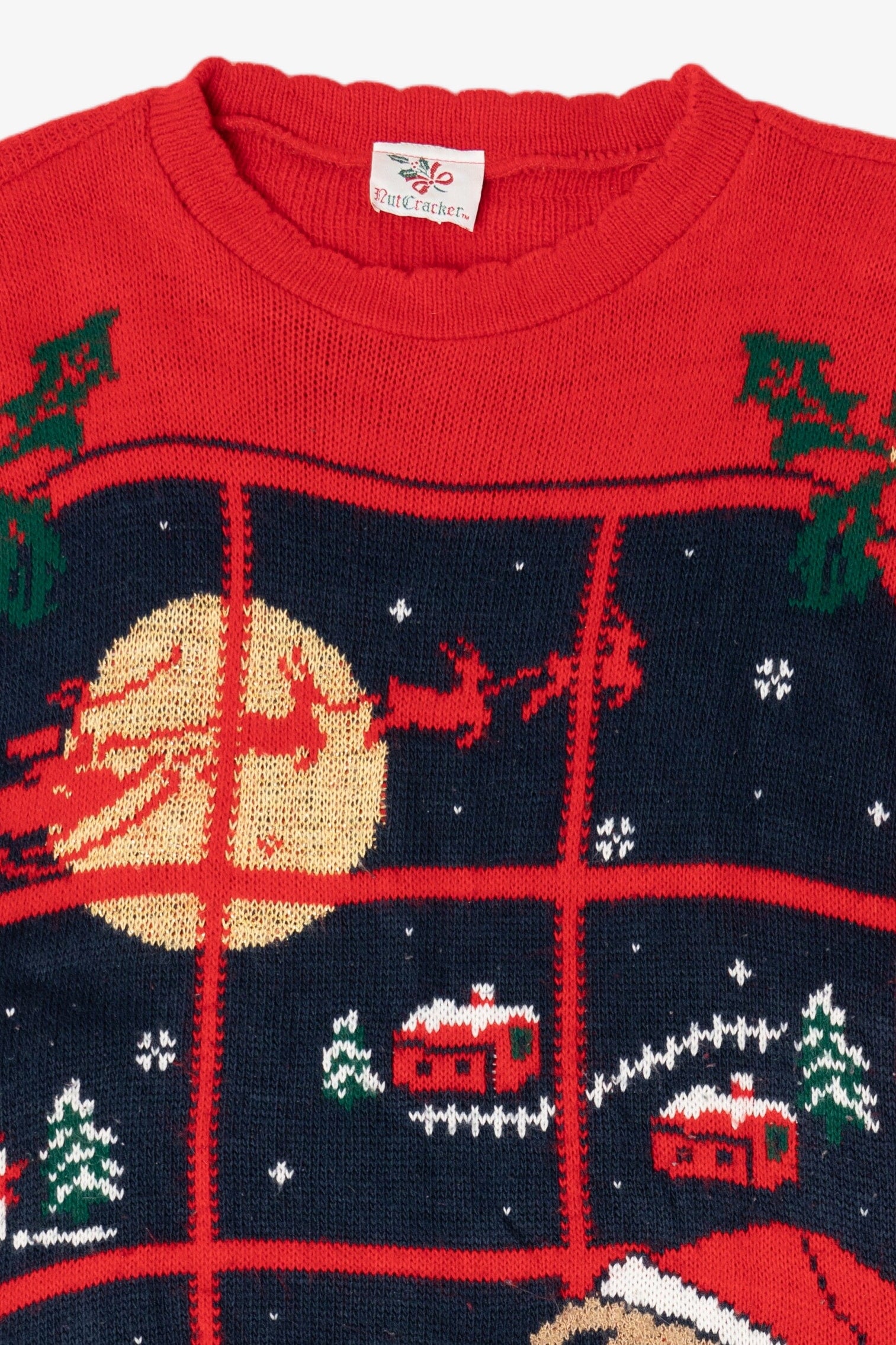 Vintage Red Nutcracker Teddy Bears Ugly Christmas Pullover (1990s)
