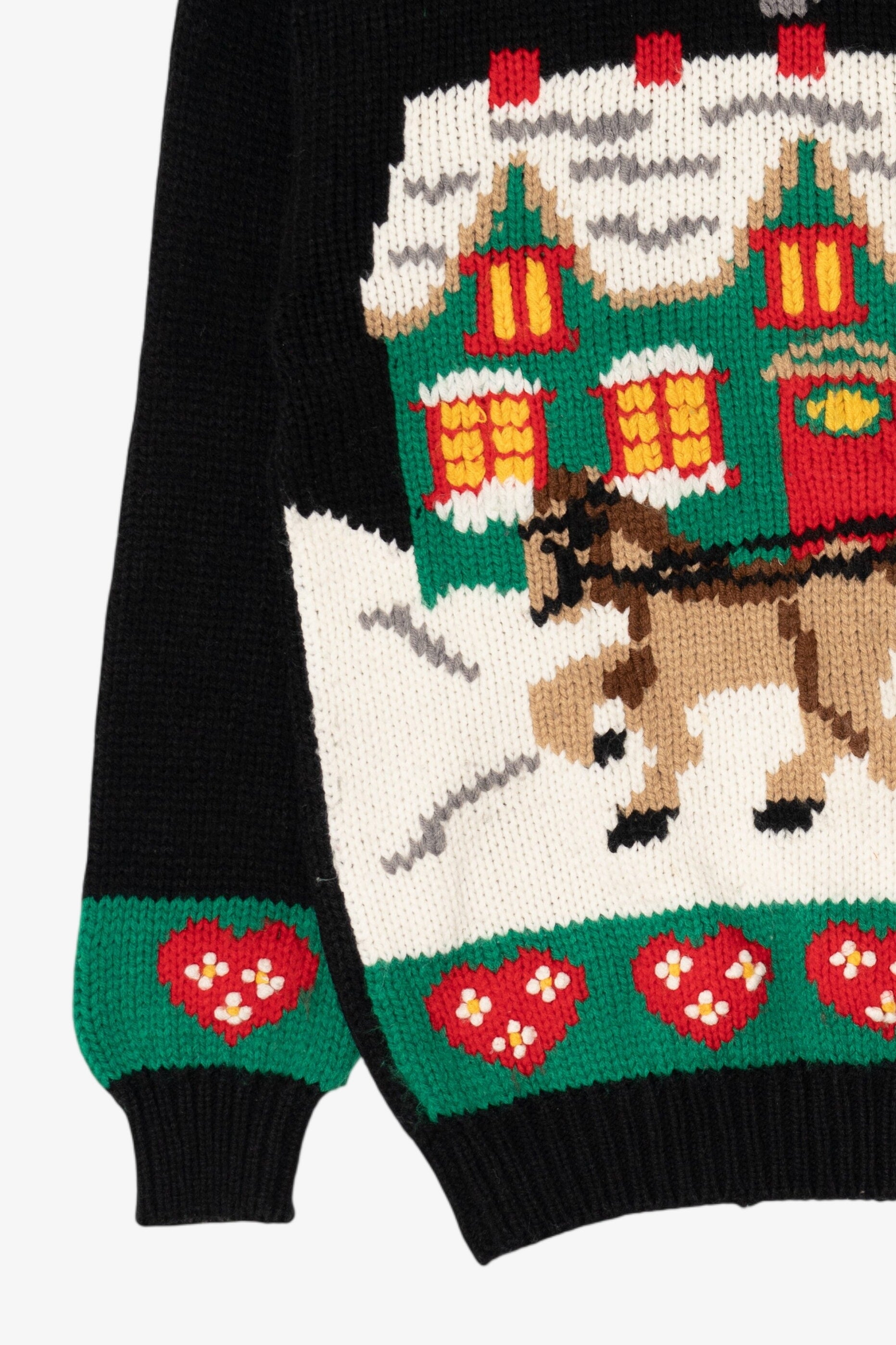 Vintage Black Karen Scott Sleigh Ride Ugly Christmas Pullover (1990s)