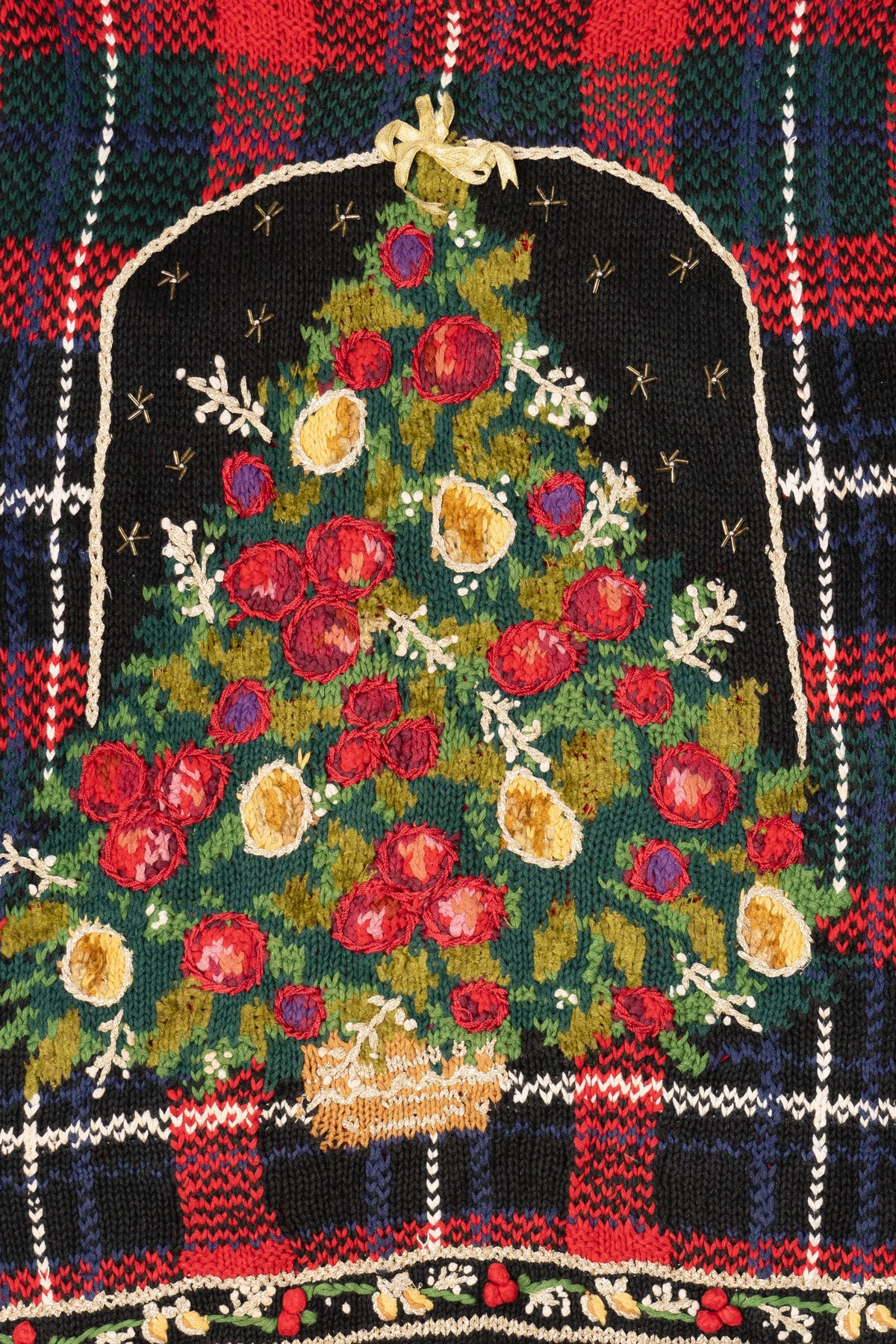 Vintage Red Heirloom Collectible Tree Ugly Christmas Pullover (1990s)
