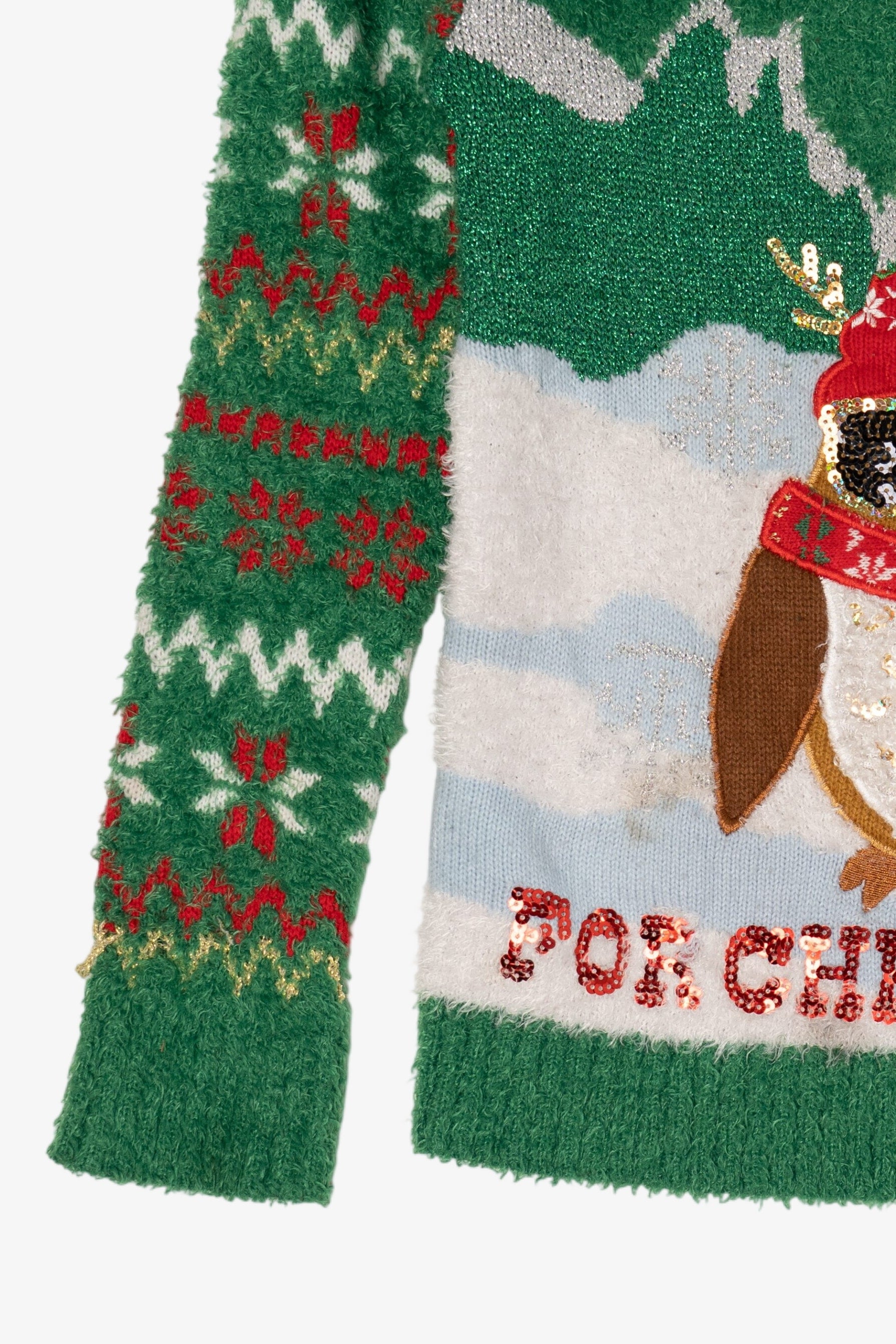 Green "Owl Be Home For Christmas" Ugly Christmas Pullover (2010s)