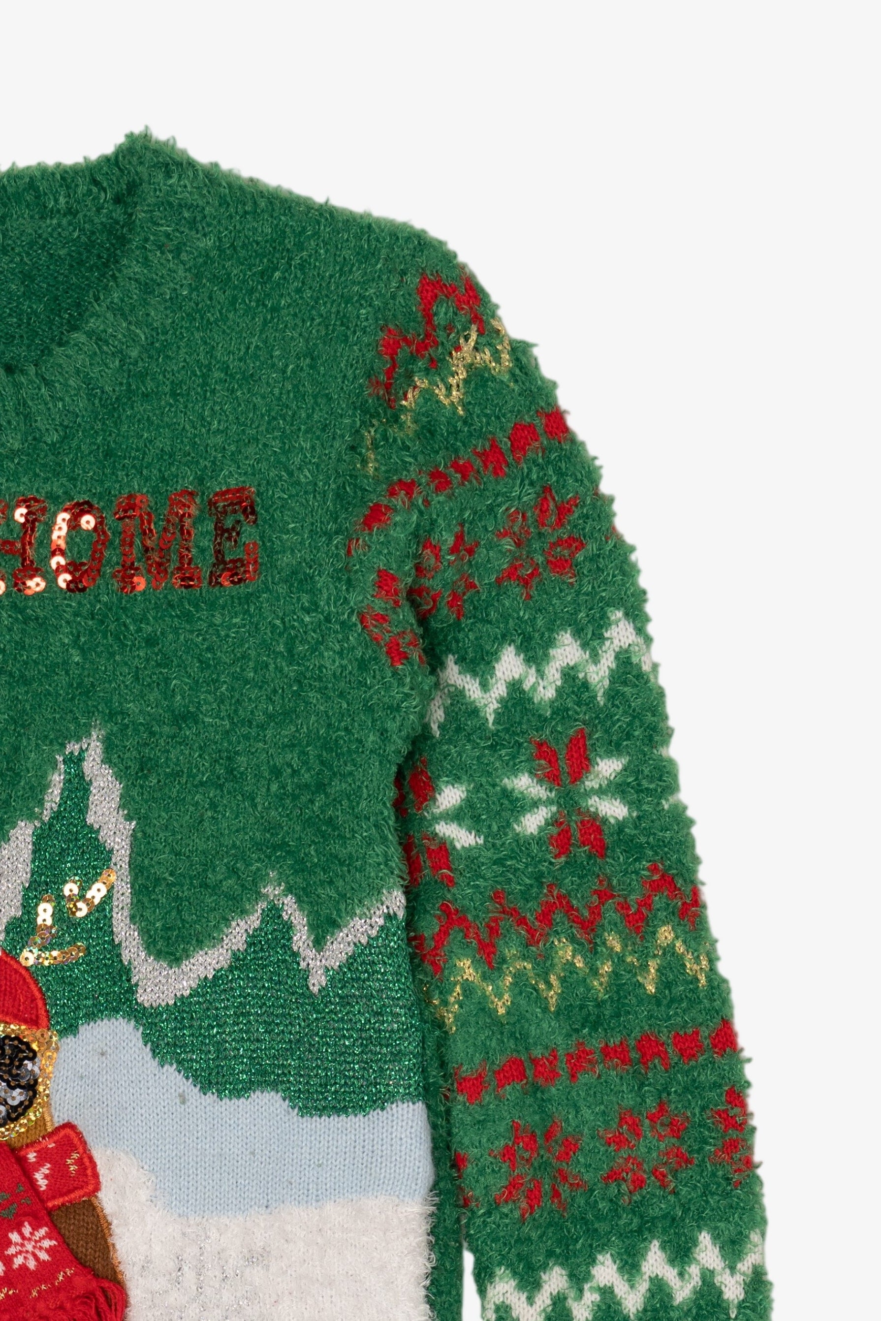 Green "Owl Be Home For Christmas" Ugly Christmas Pullover (2010s)