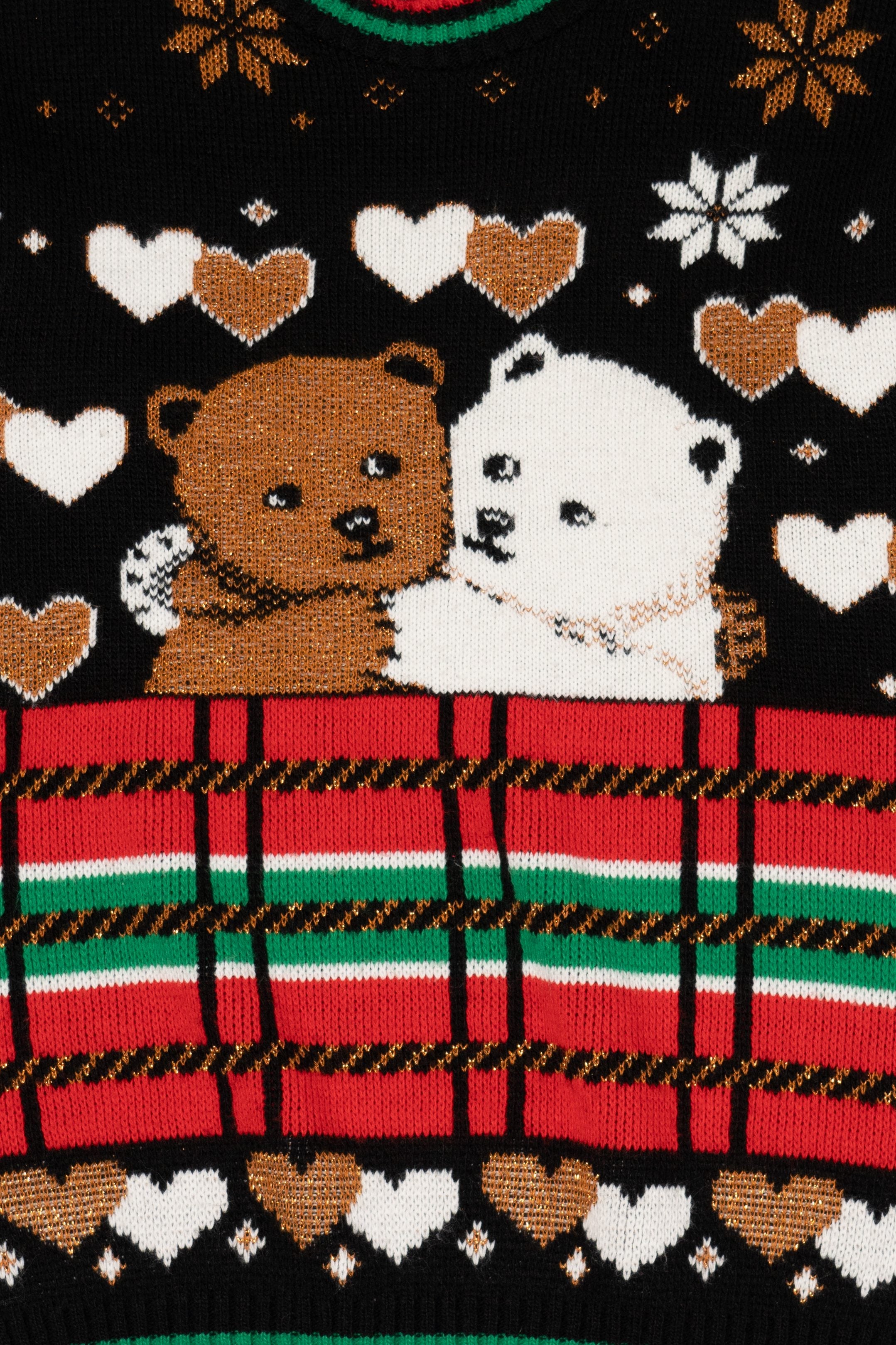 Vintage Black Adele Teddy Bears Ugly Christmas Pullover (1980s)