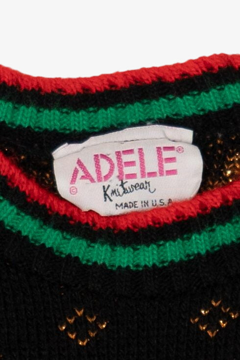 Vintage Black Adele Teddy Bears Ugly Christmas Pullover (1980s)