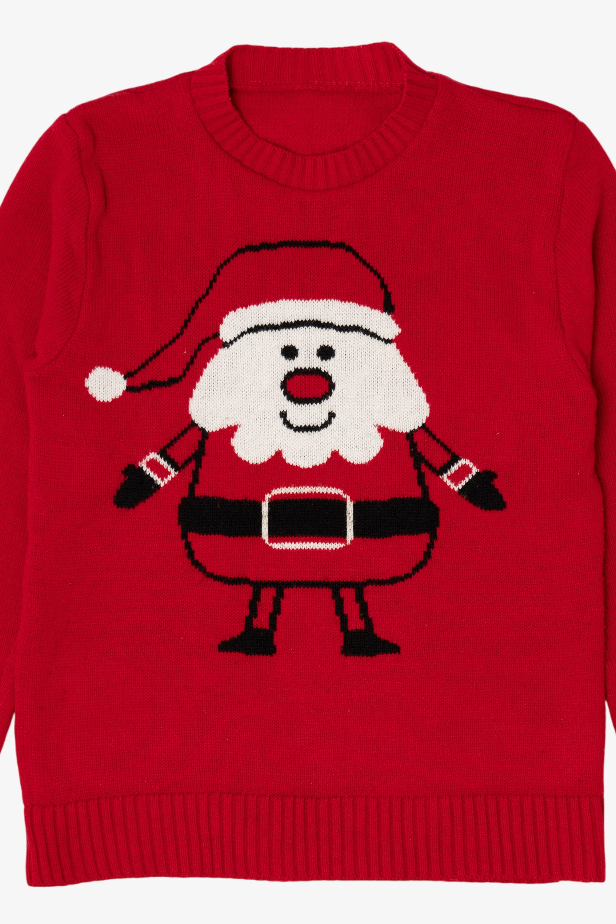 Red Cartoon Santa Ugly Christmas Pullover