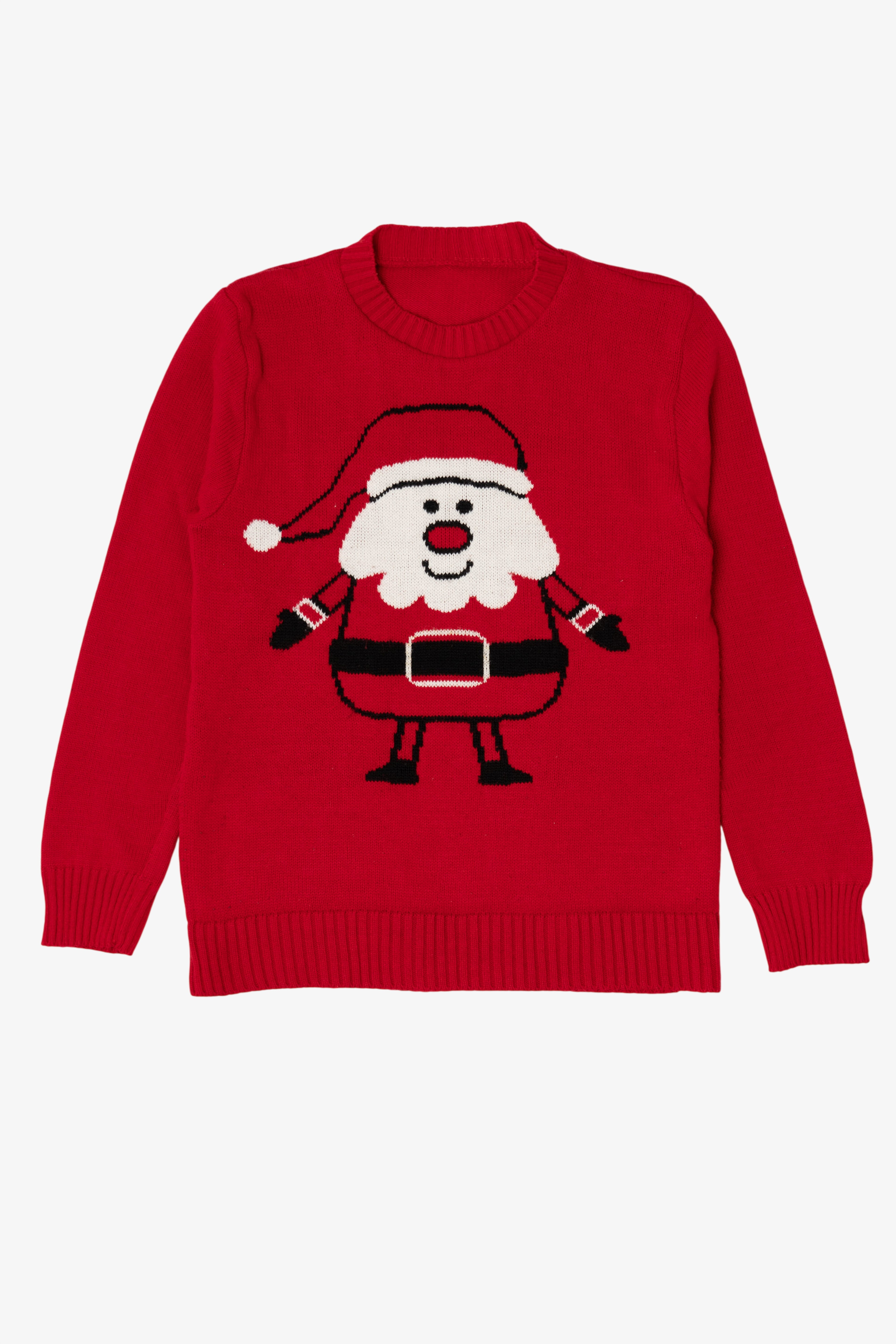 Red Cartoon Santa Ugly Christmas Pullover