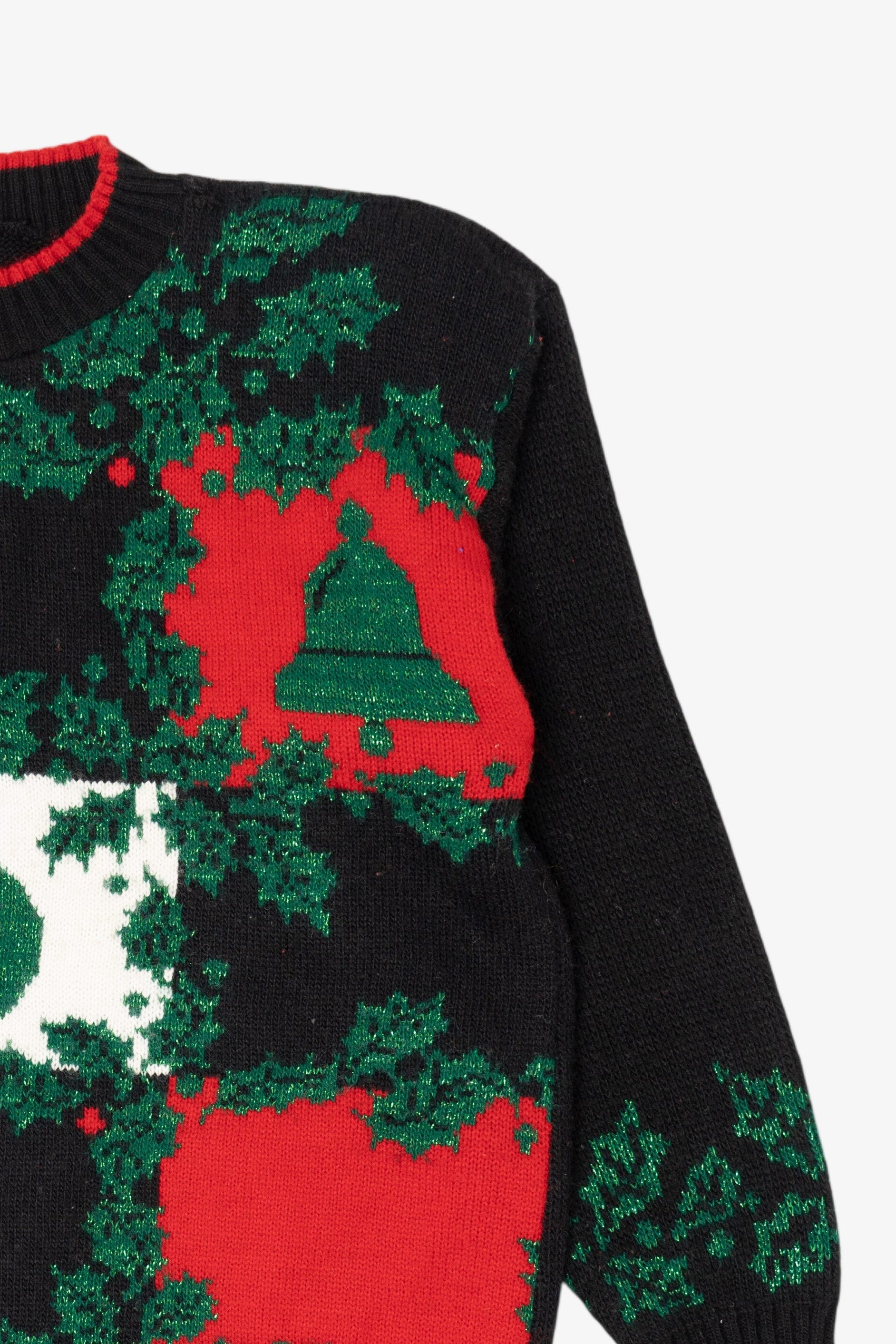 Vintage Black Ornaments Ugly Christmas Pullover (1980s)