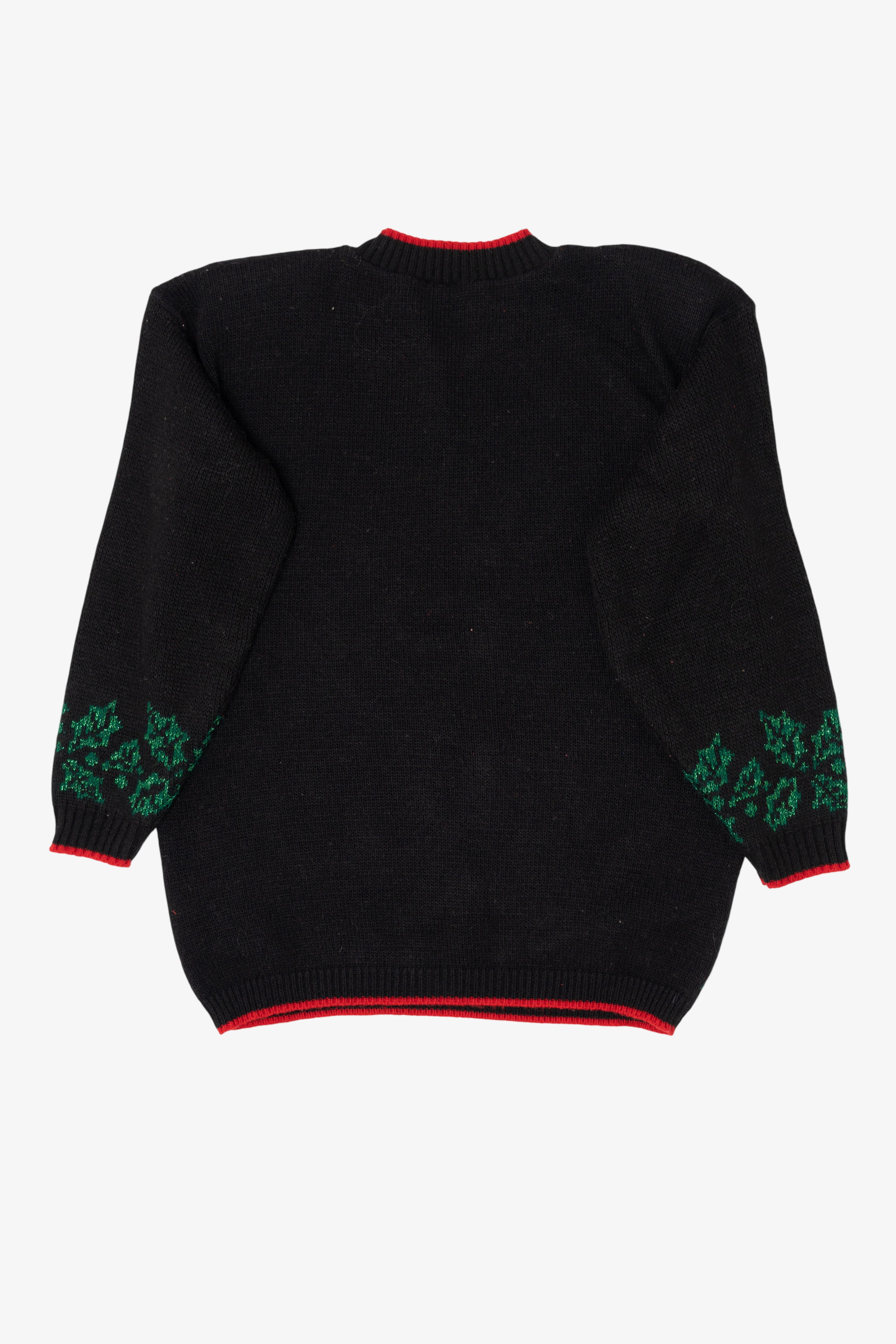Vintage Black Ornaments Ugly Christmas Pullover (1980s)