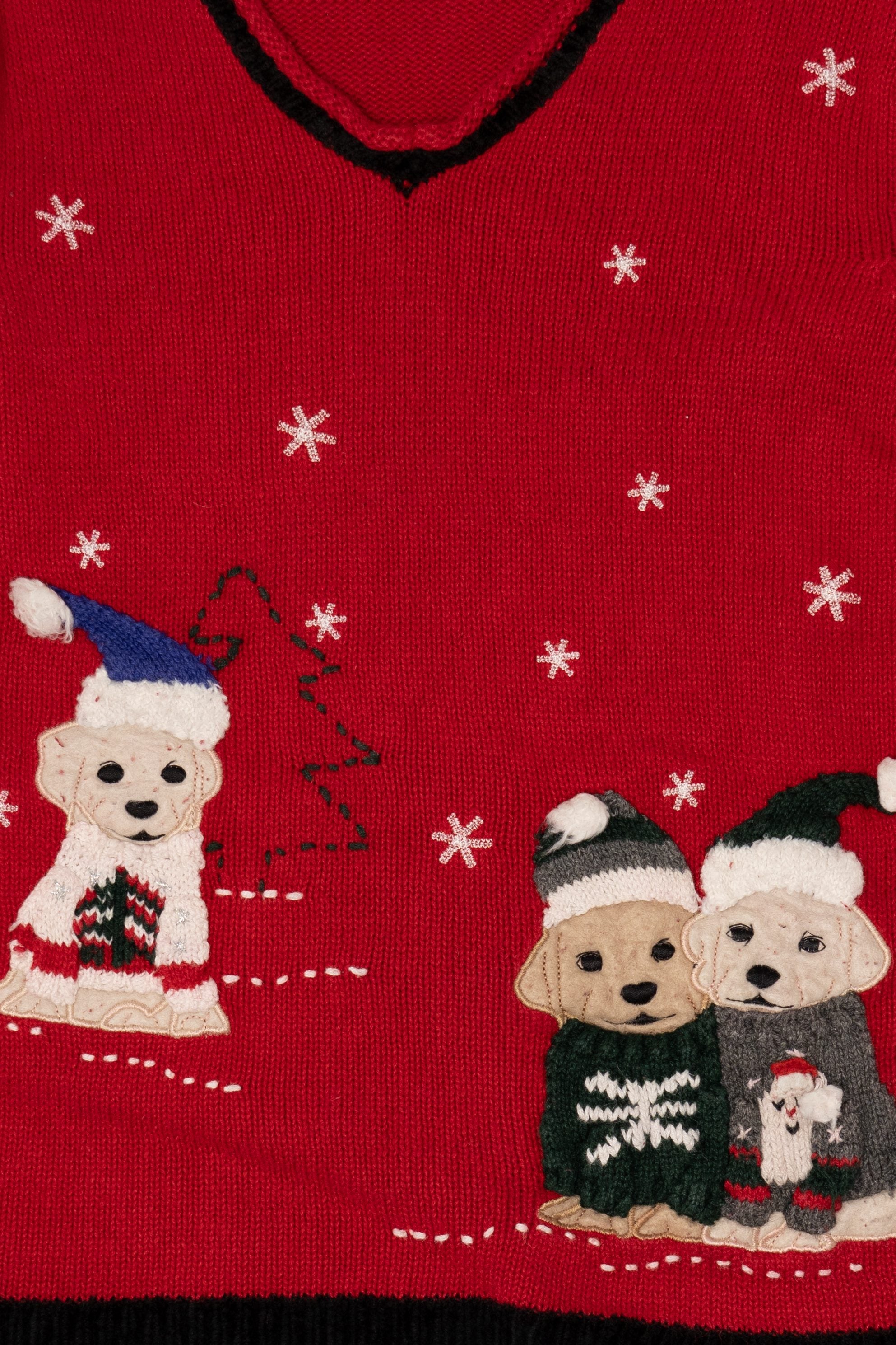 Vintage Red Crazy Horse Dogs Ugly Christmas Pullover (2000s)
