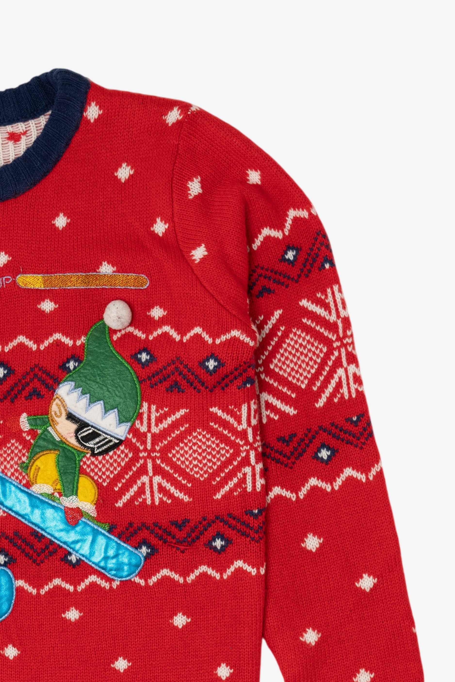 Holiday Time Cool Elves Snowboarding Ugly Christmas Pullover