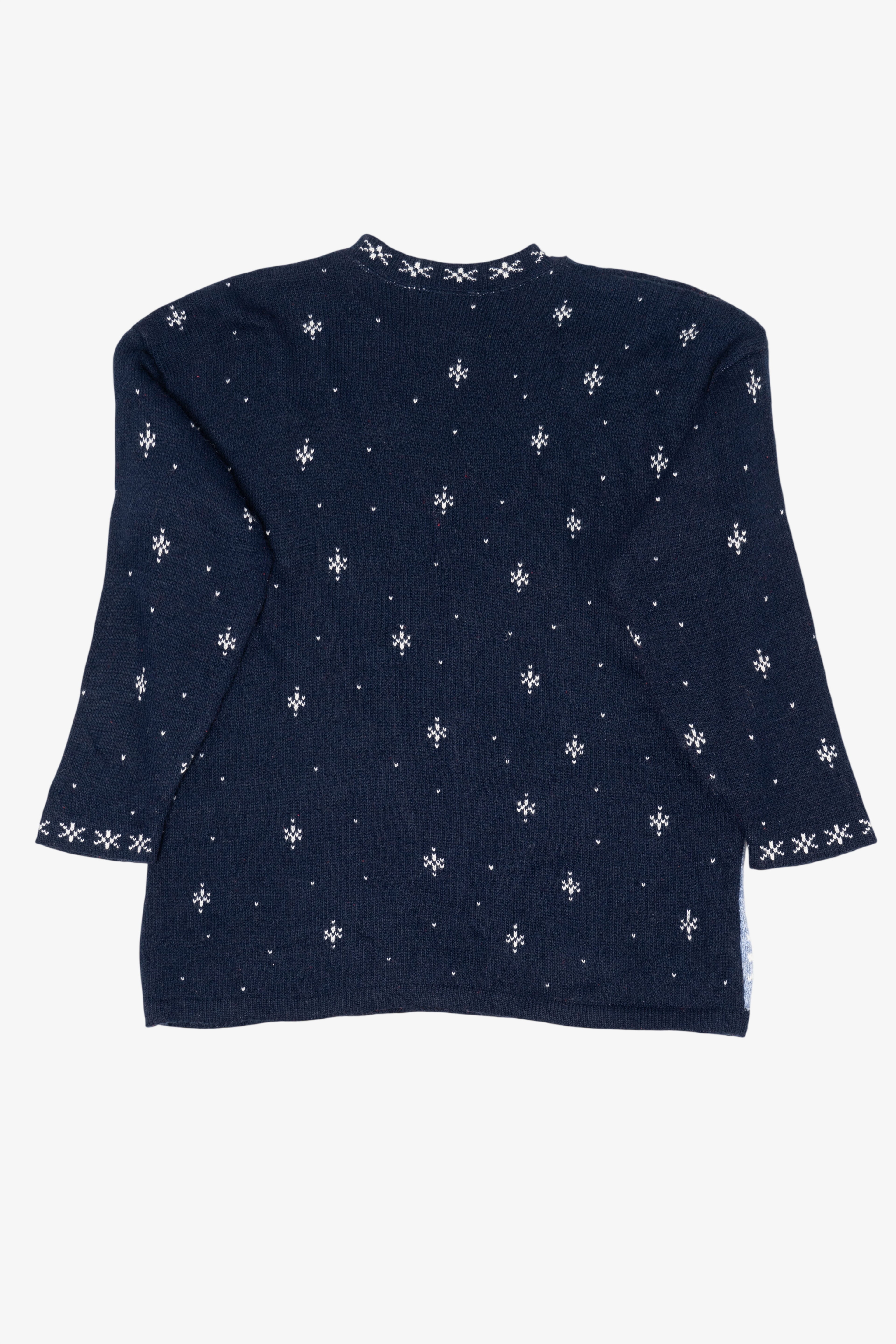 Vintage Navy Blue Willow Bay Snowmen Ugly Christmas Pullover (1990s)