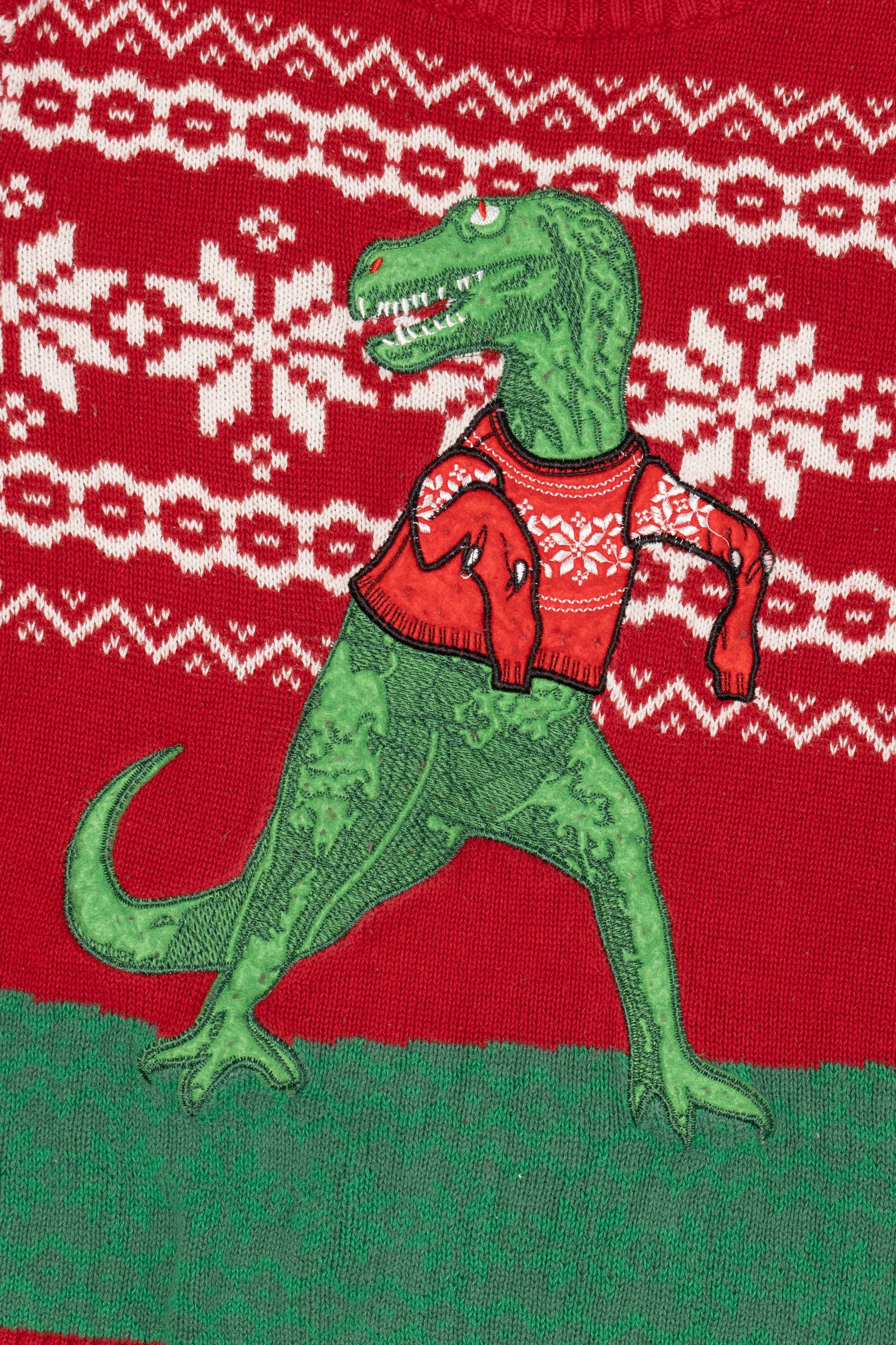 Kid Sized Christmas Sweater Dinosaur Ugly Christmas Pullover