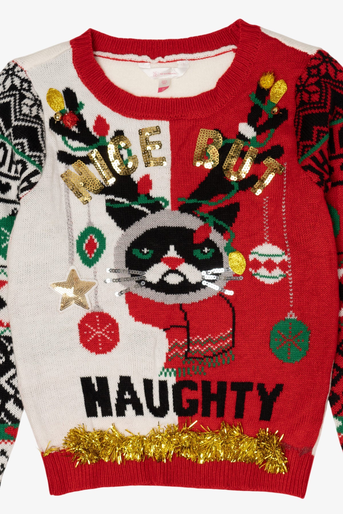Kid Sized Grump Cat "Nice But Naughty" Christmas Pullover (2010s)