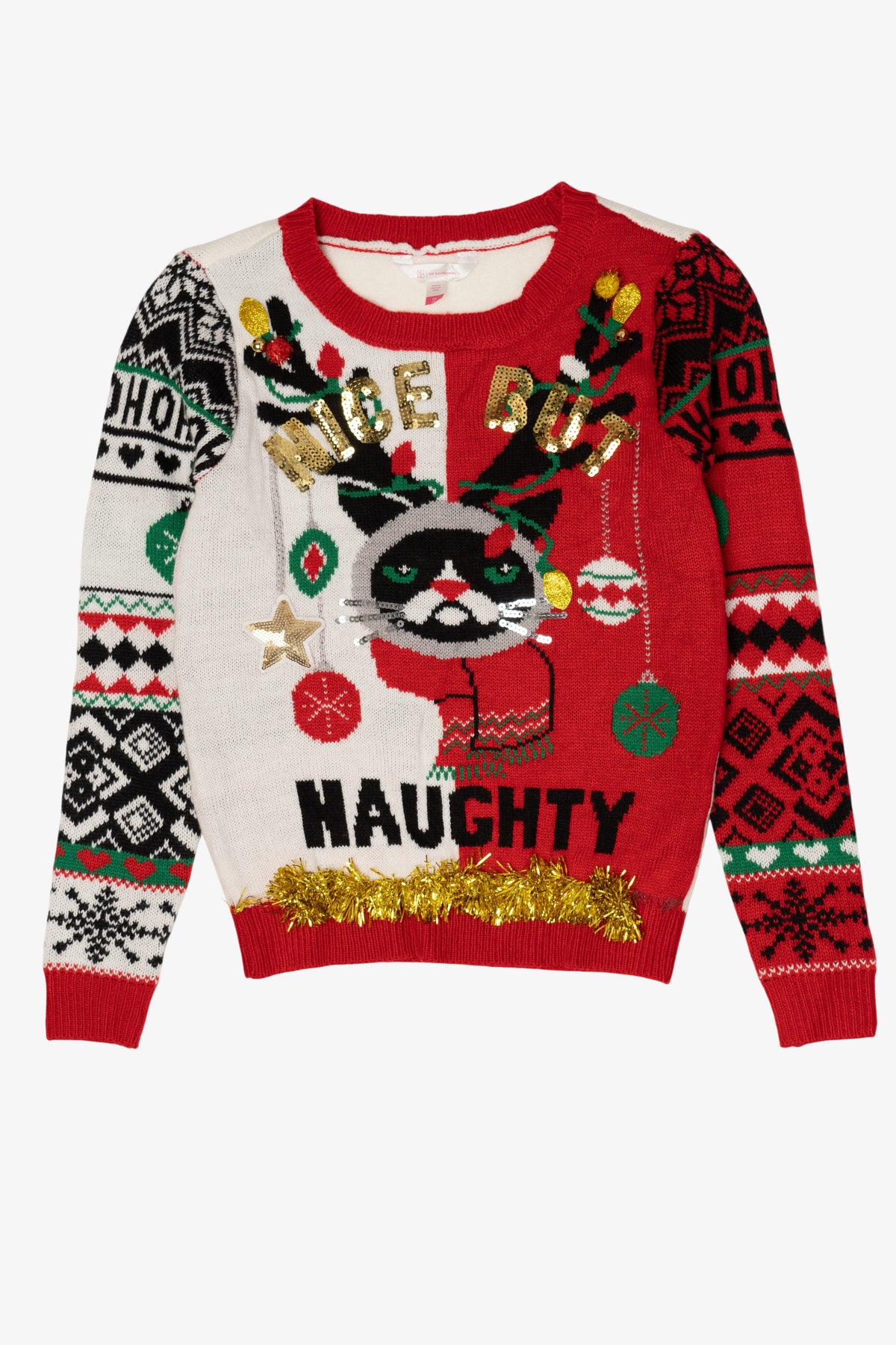 Kid Sized Grump Cat "Nice But Naughty" Christmas Pullover (2010s)