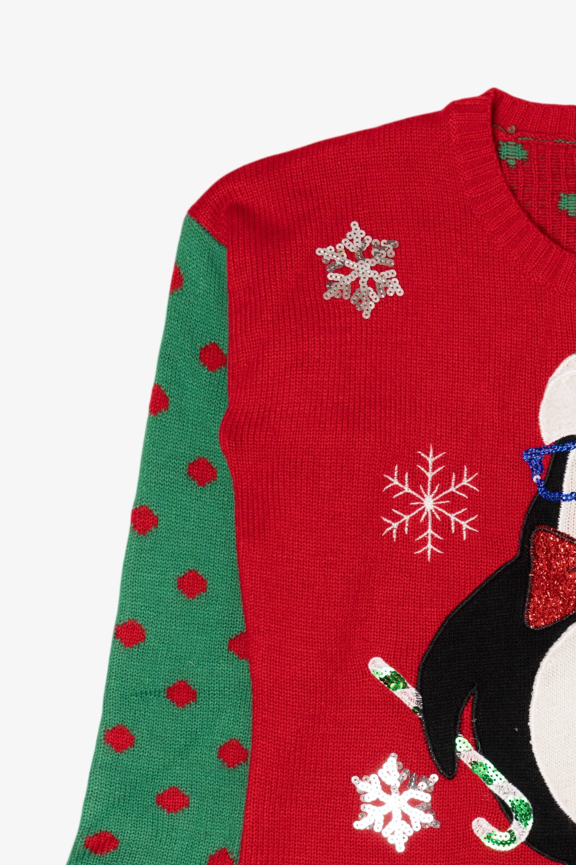 Red Christmas Penguin Ugly Christmas Pullover