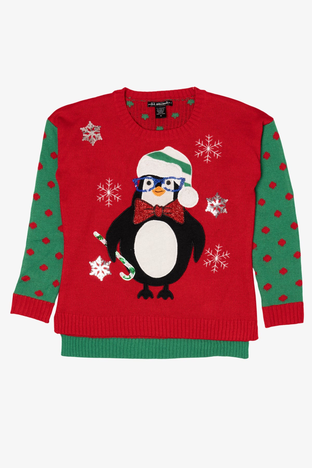 Red Christmas Penguin Ugly Christmas Pullover