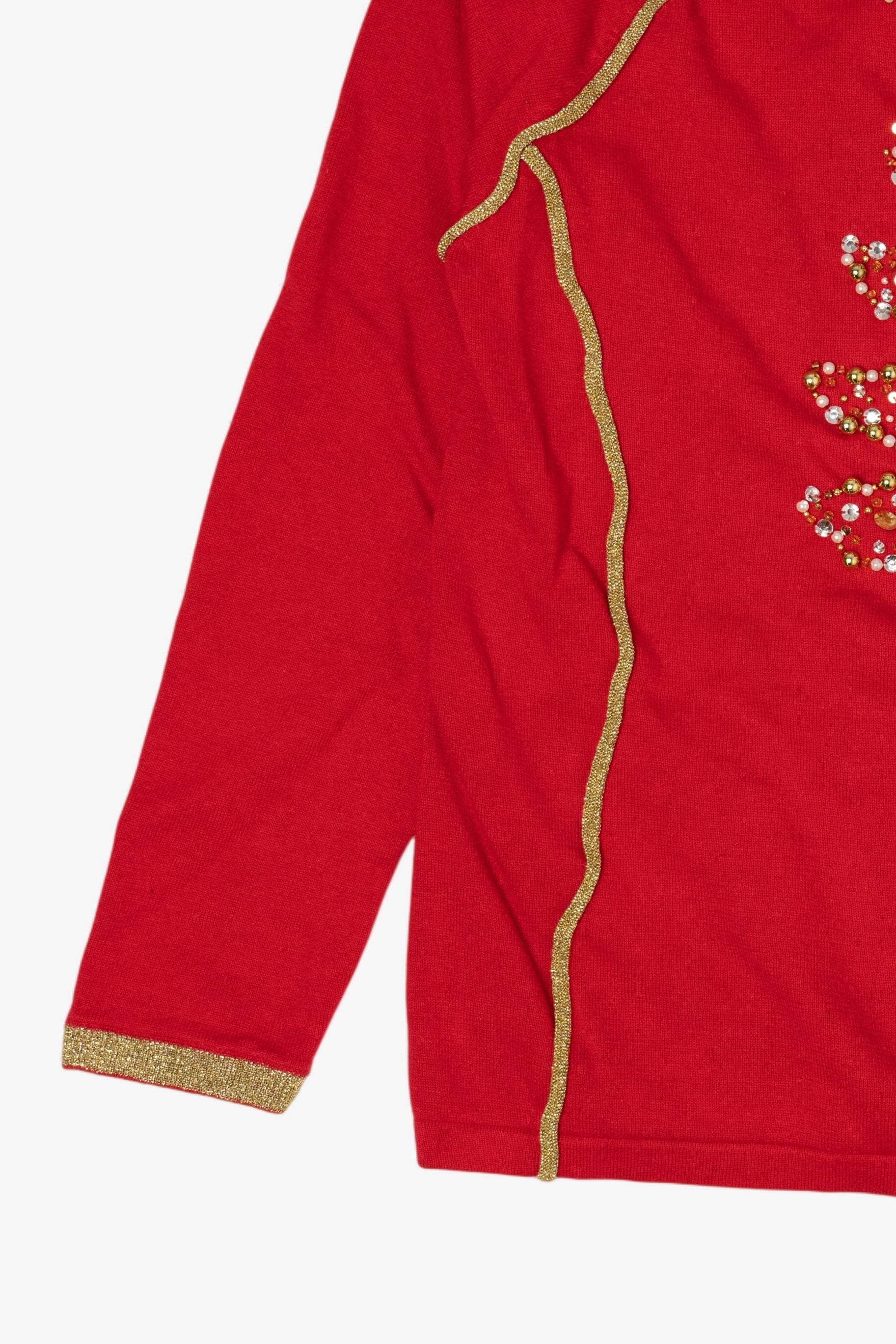 Vintage Red Quacker Factory Tree Ugly Christmas Pullover (2000s)