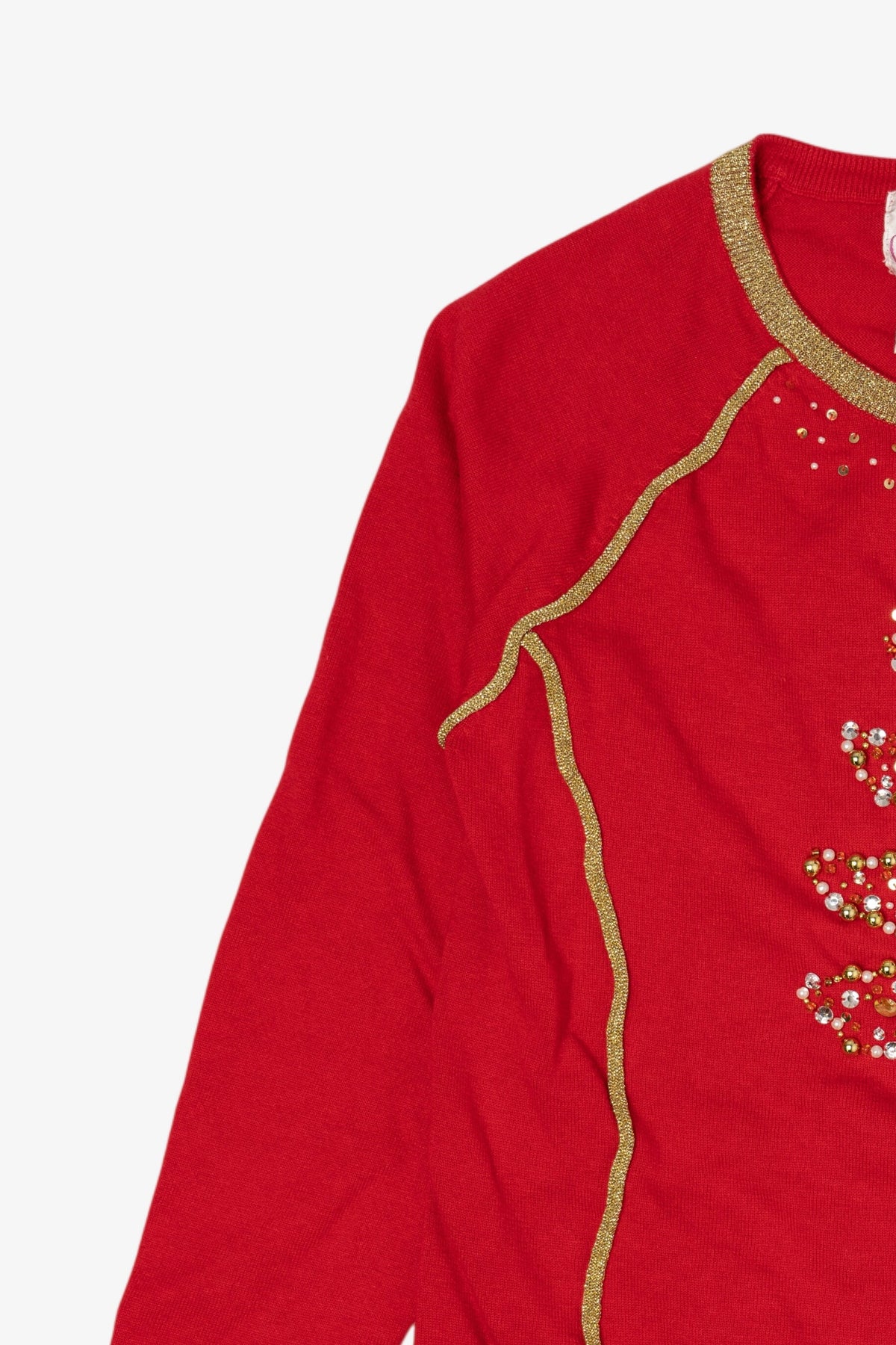 Vintage Red Quacker Factory Tree Ugly Christmas Pullover (2000s)
