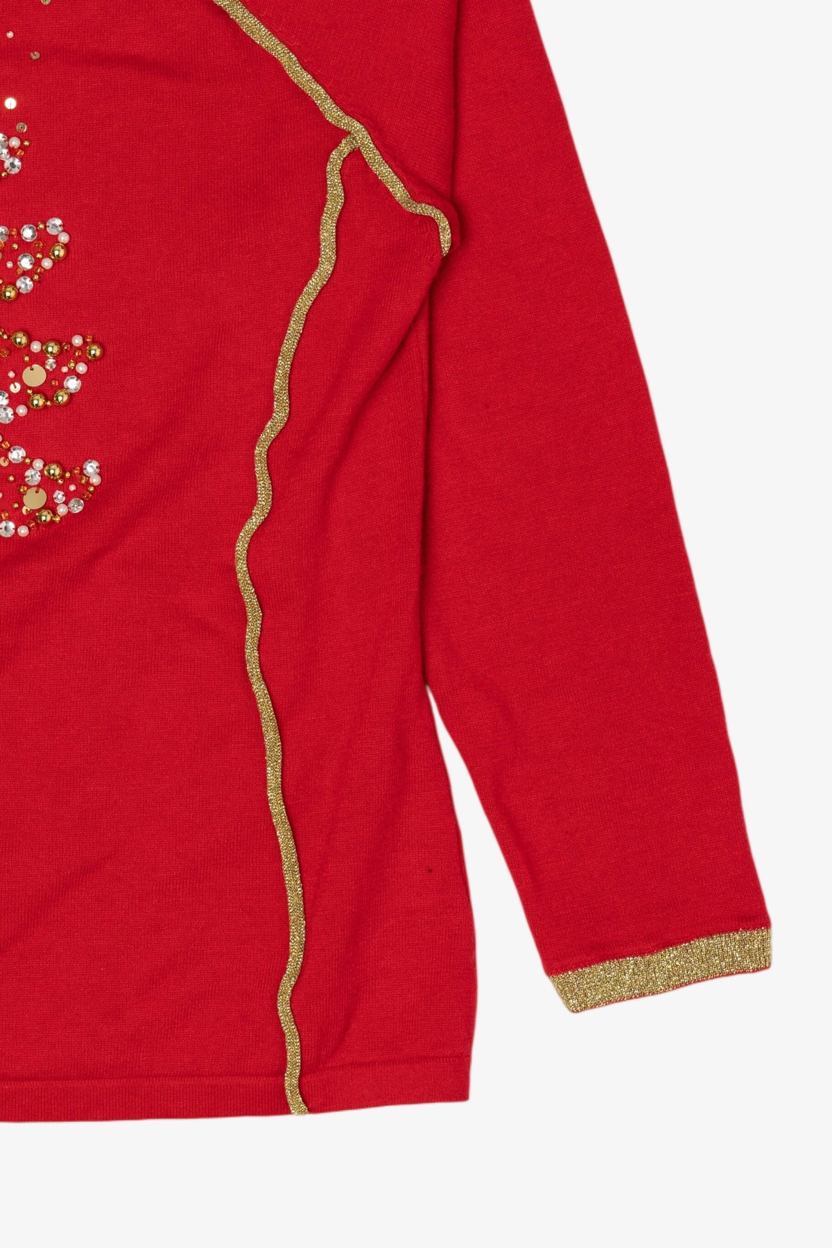 Vintage Red Quacker Factory Tree Ugly Christmas Pullover (2000s)