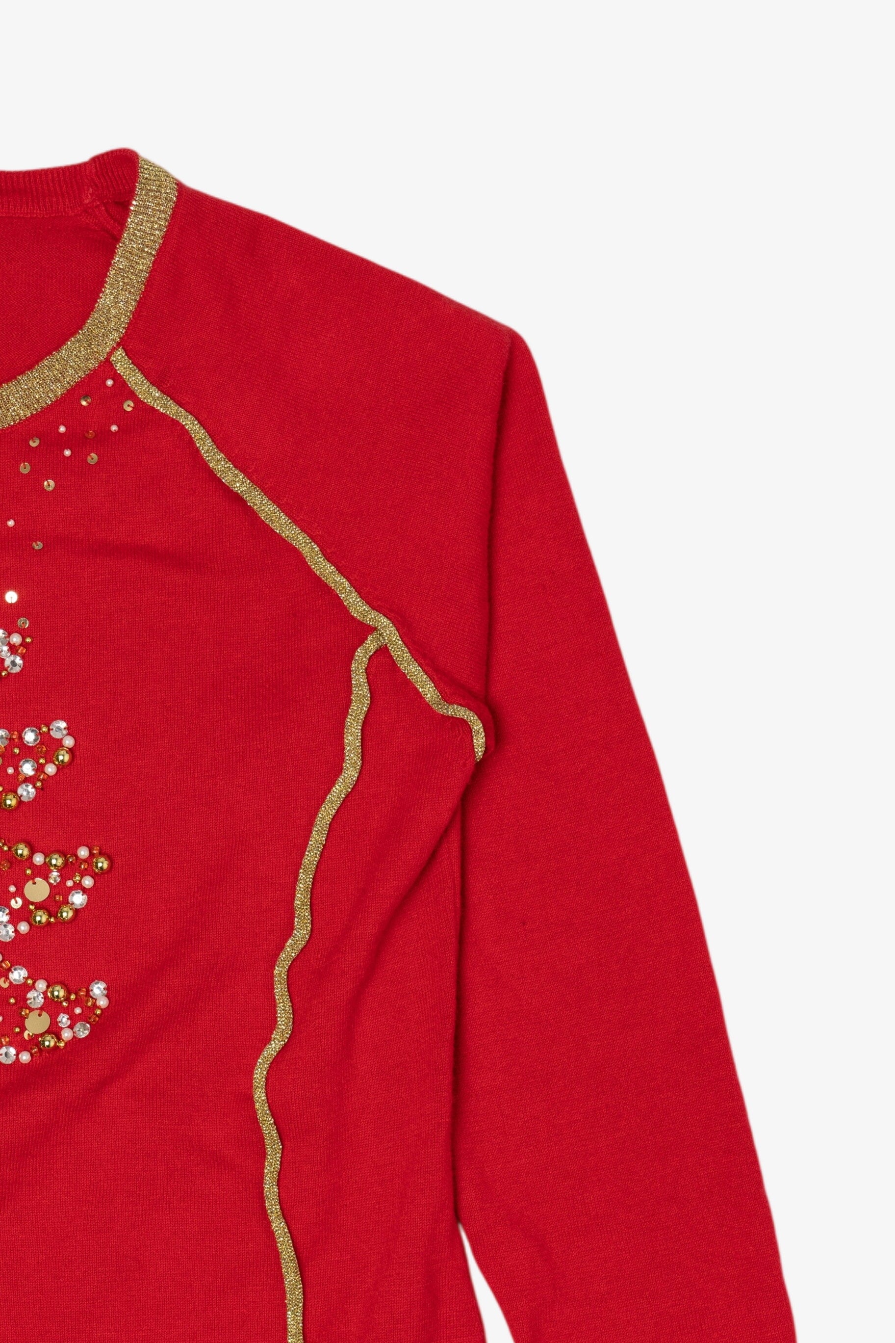 Vintage Red Quacker Factory Tree Ugly Christmas Pullover (2000s)