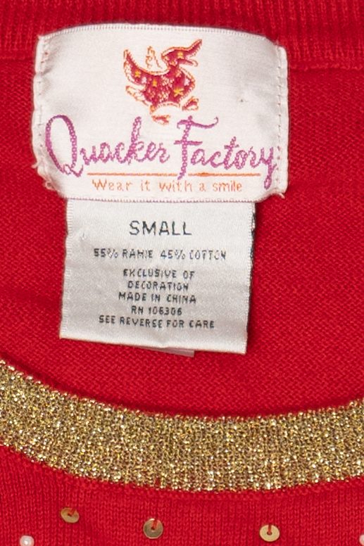 Vintage Red Quacker Factory Tree Ugly Christmas Pullover (2000s)