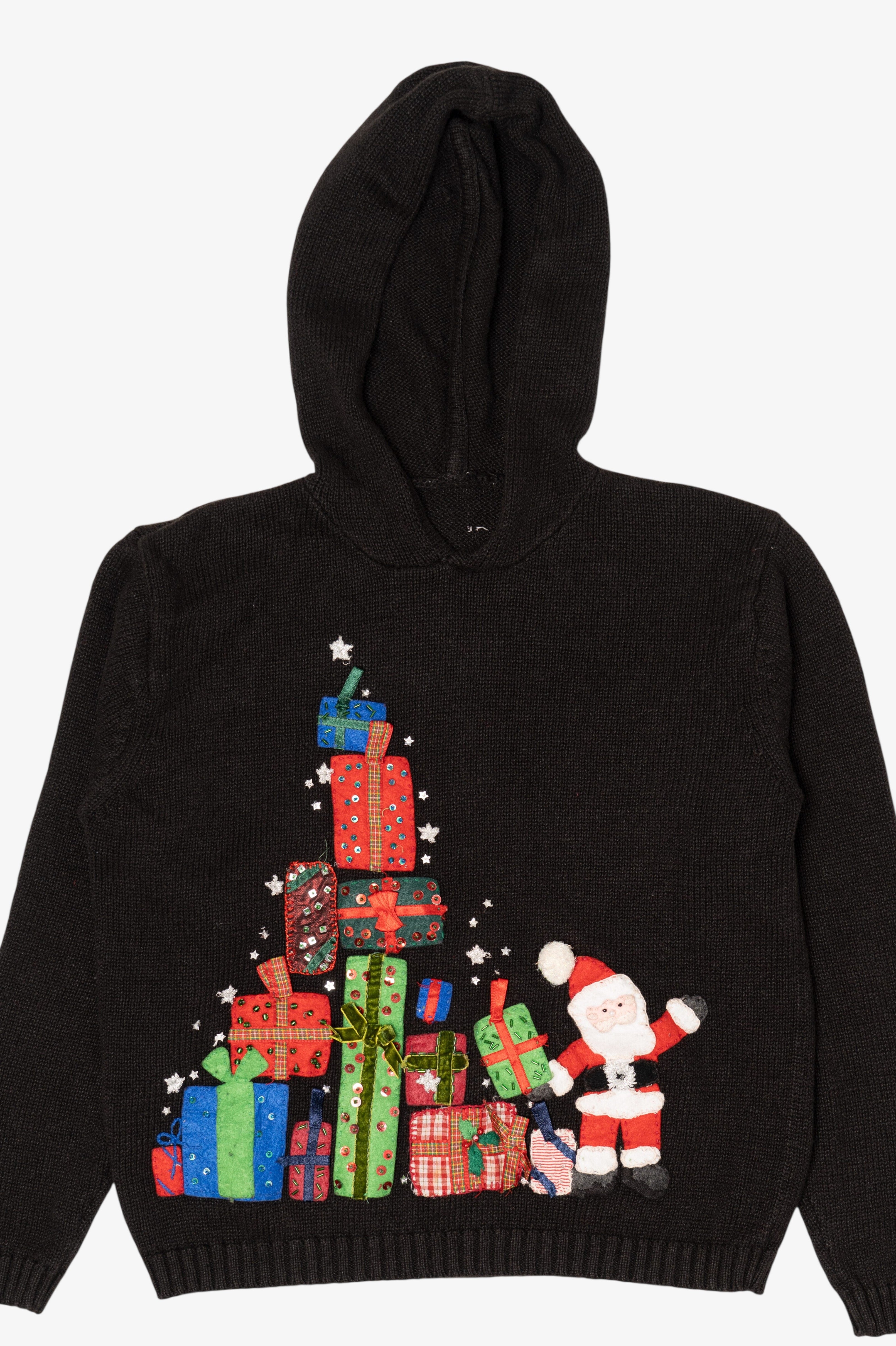 Vintage Santa With Presents Ugly Christmas Hooded Pullover (2000s)