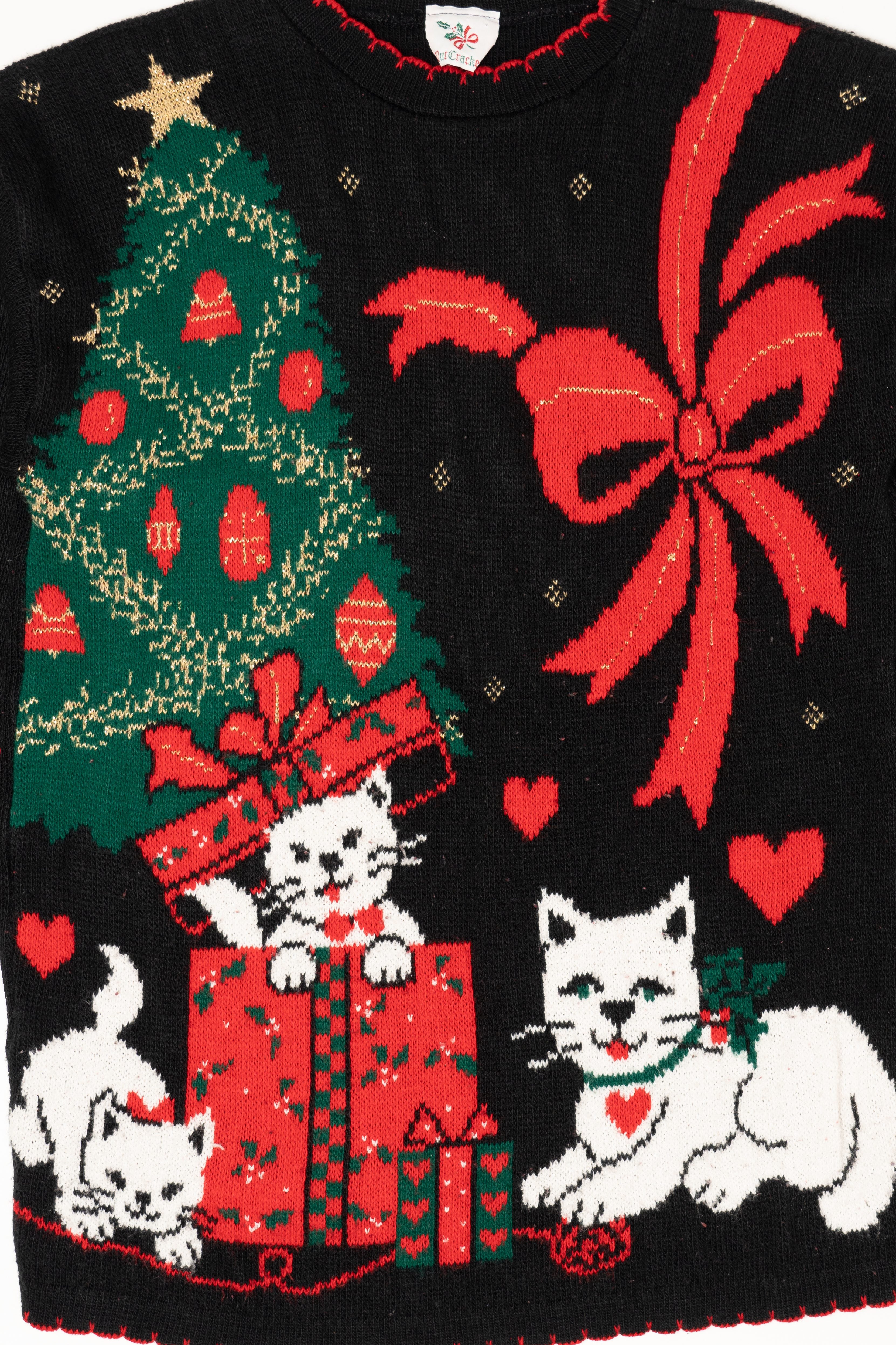 Vintage Black Nutcracker Cats Ugly Christmas Pullover (1980s)