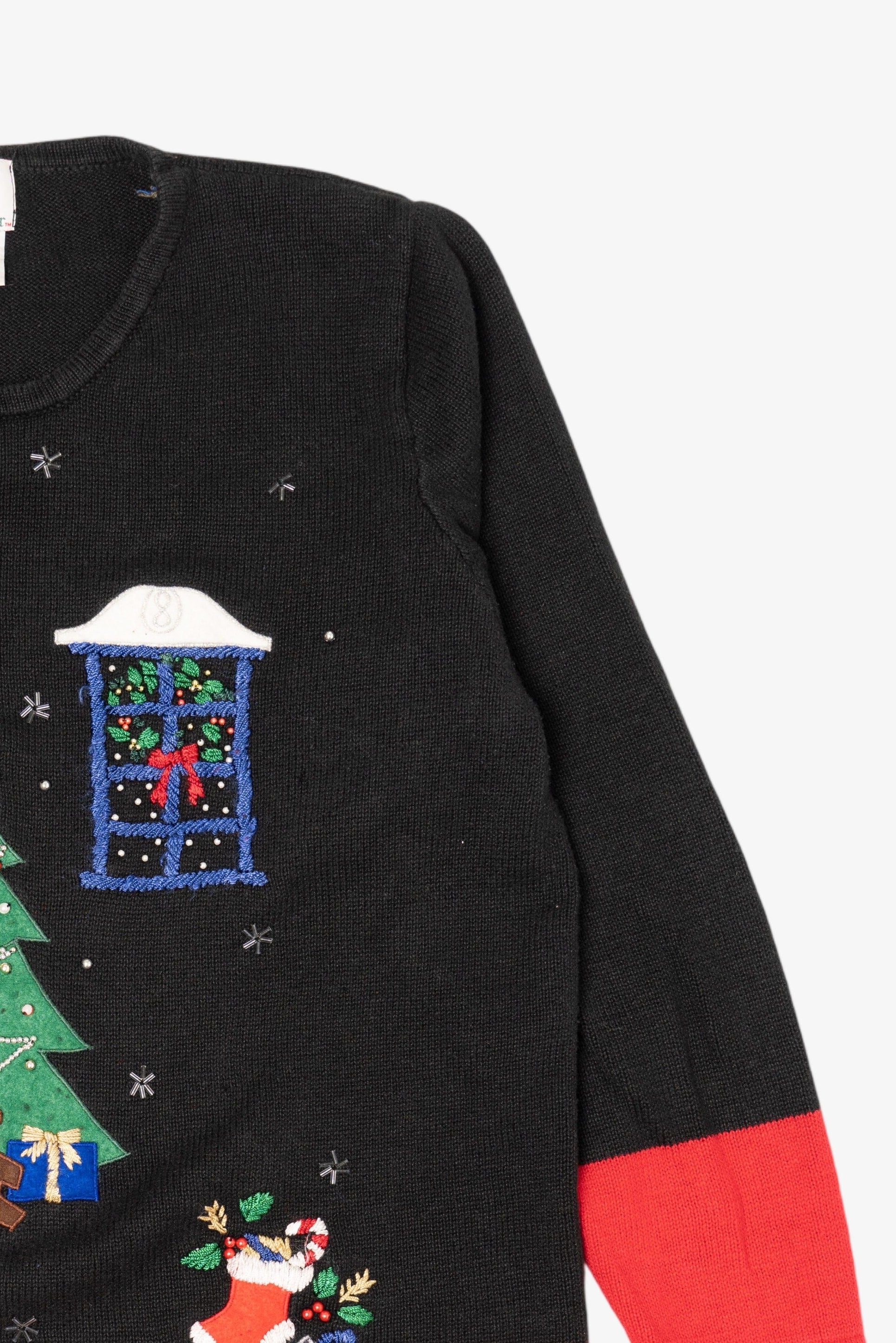 Vintage Black Nutcracker Fireplace Ugly Christmas Pullover (1990s)