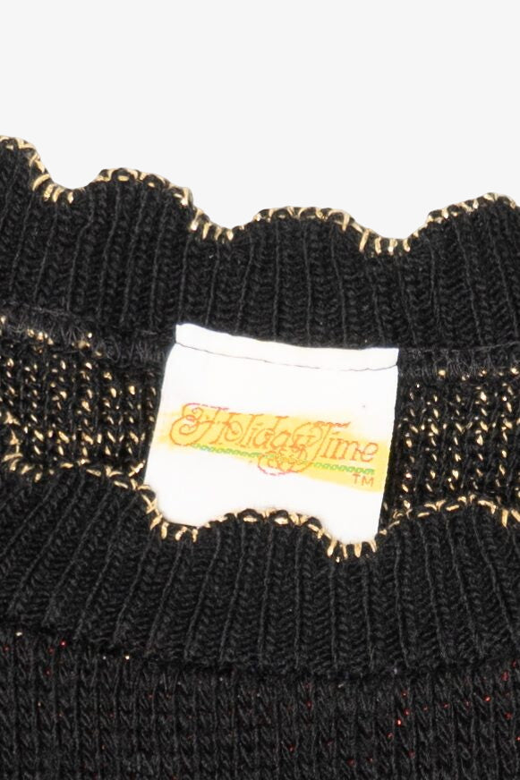 Vintage Black Holiday Time Candles Ugly Christmas Pullover (1980s)