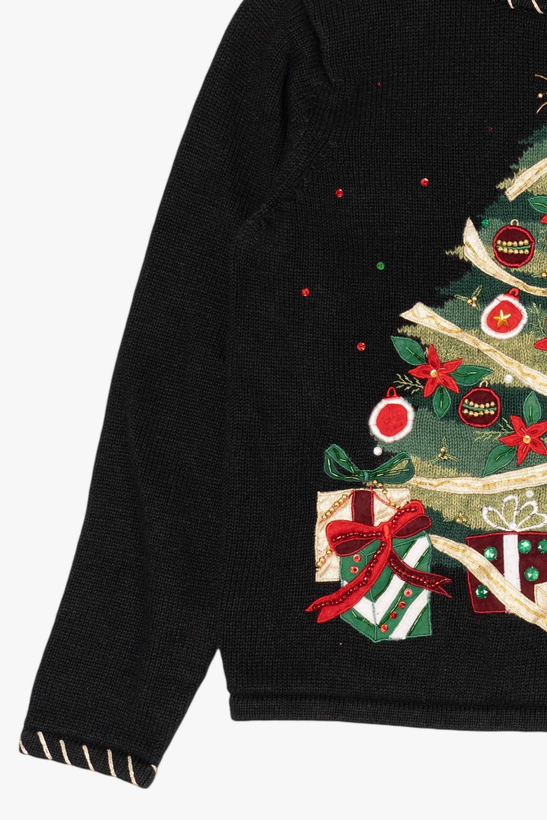 Vintage Black Shaver Lake Tree Ugly Christmas Pullover (1990s)