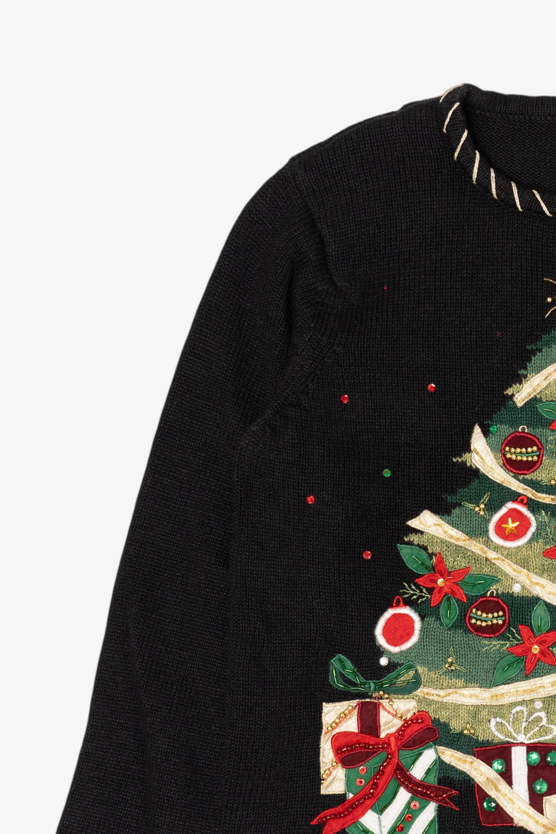 Vintage Black Shaver Lake Tree Ugly Christmas Pullover (1990s)