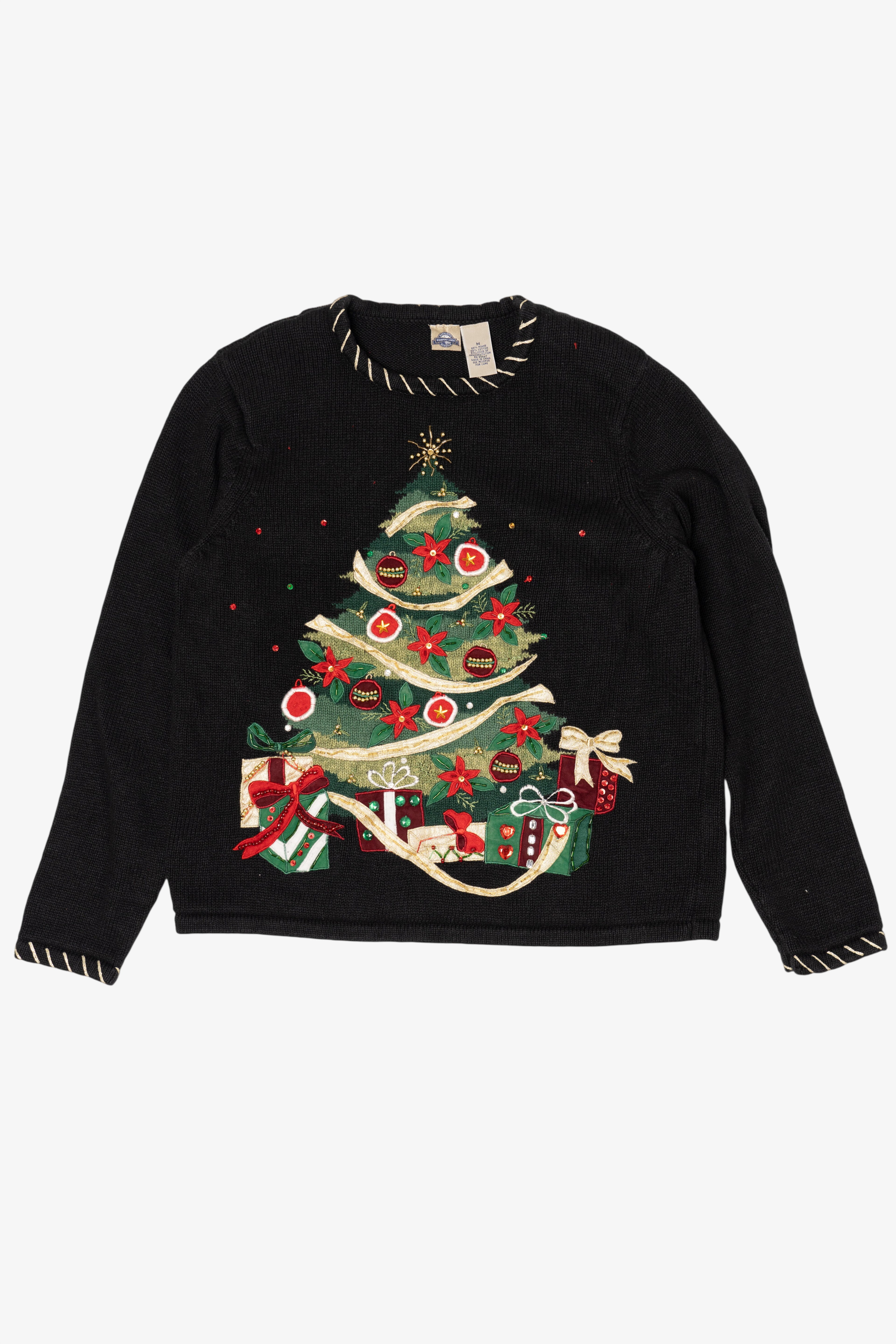 Vintage Black Shaver Lake Tree Ugly Christmas Pullover (1990s)