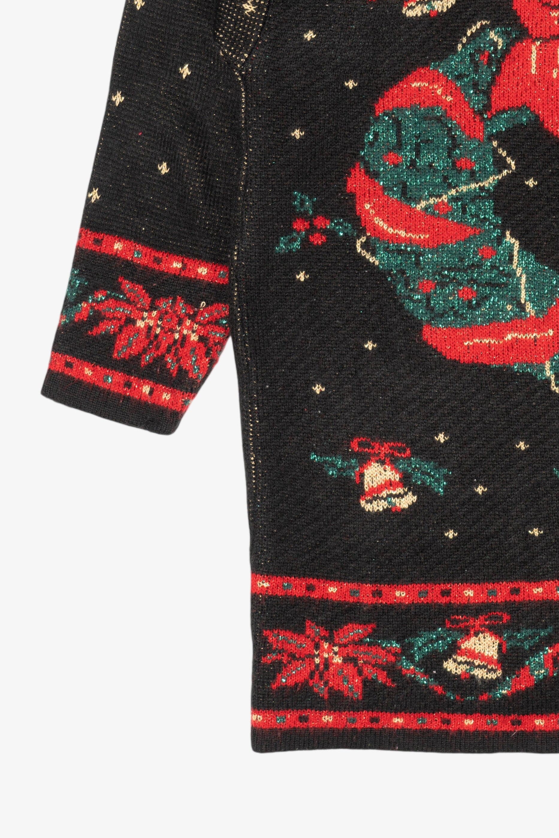 Vintage Black Mathias Wreaths Ugly Christmas Pullover (1980s)