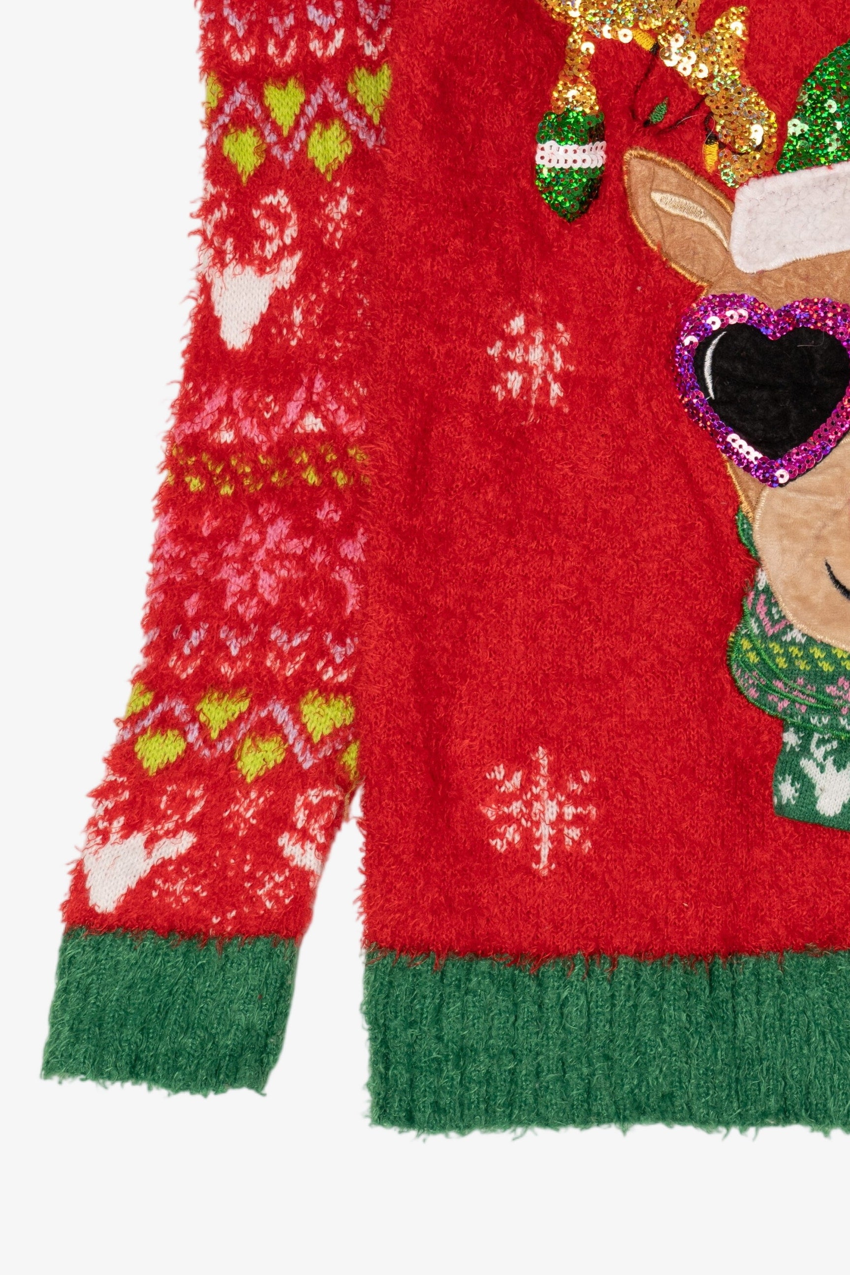 Red Holiday Time Reindeer With Sunglasses Ugly Christmas Pullover (2010s)