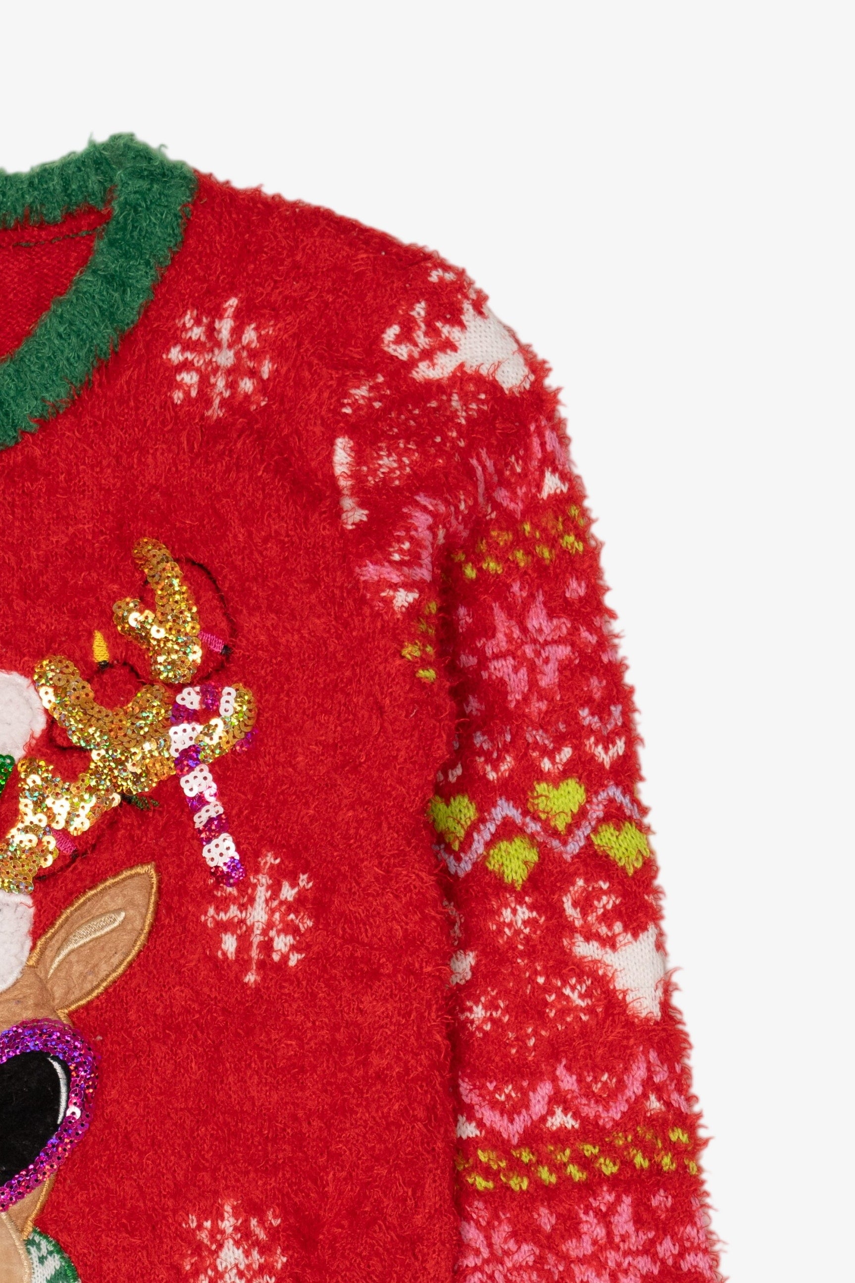 Red Holiday Time Reindeer With Sunglasses Ugly Christmas Pullover (2010s)