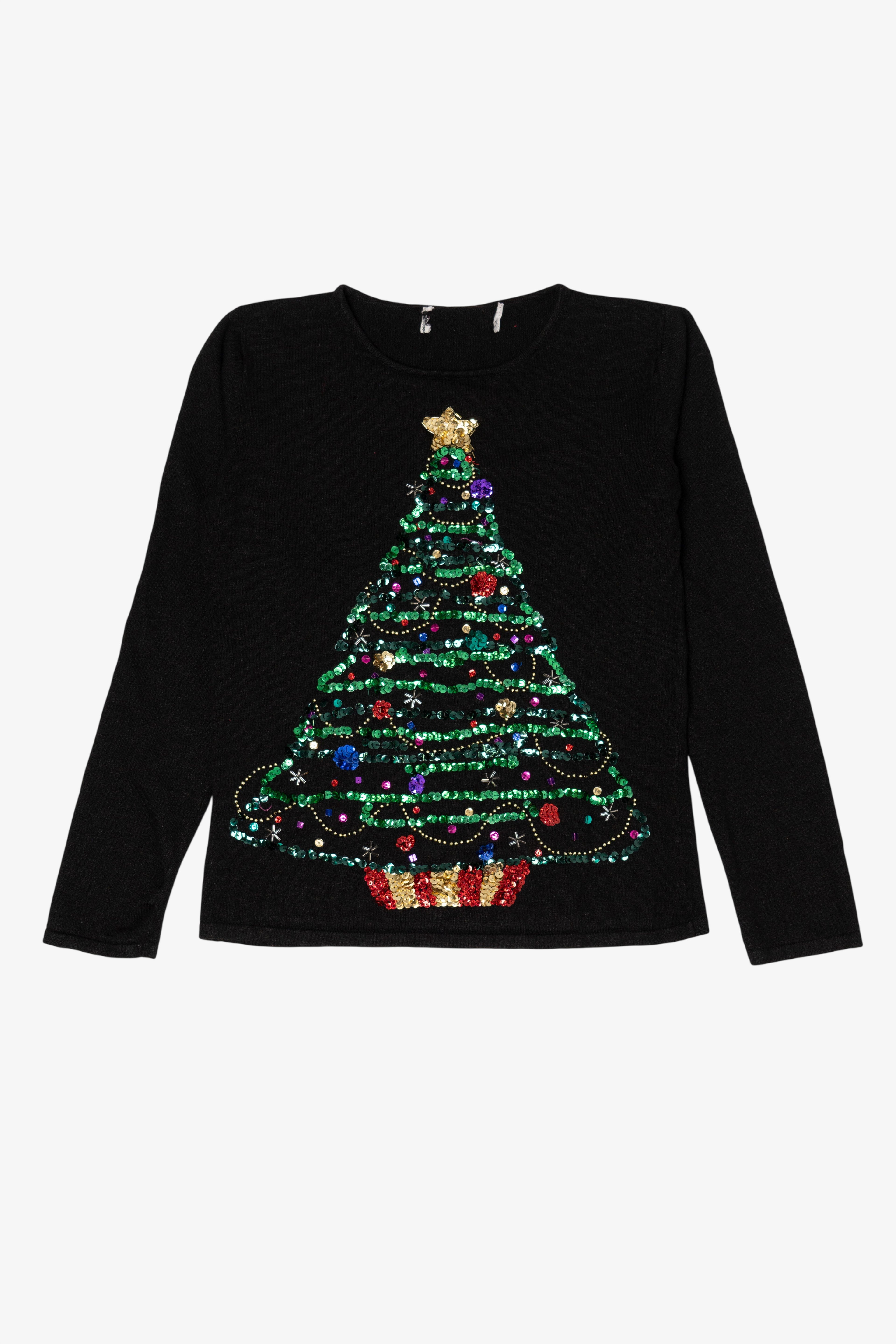 Vintage Black Sequin Tree Ugly Christmas Pullover (2000s)