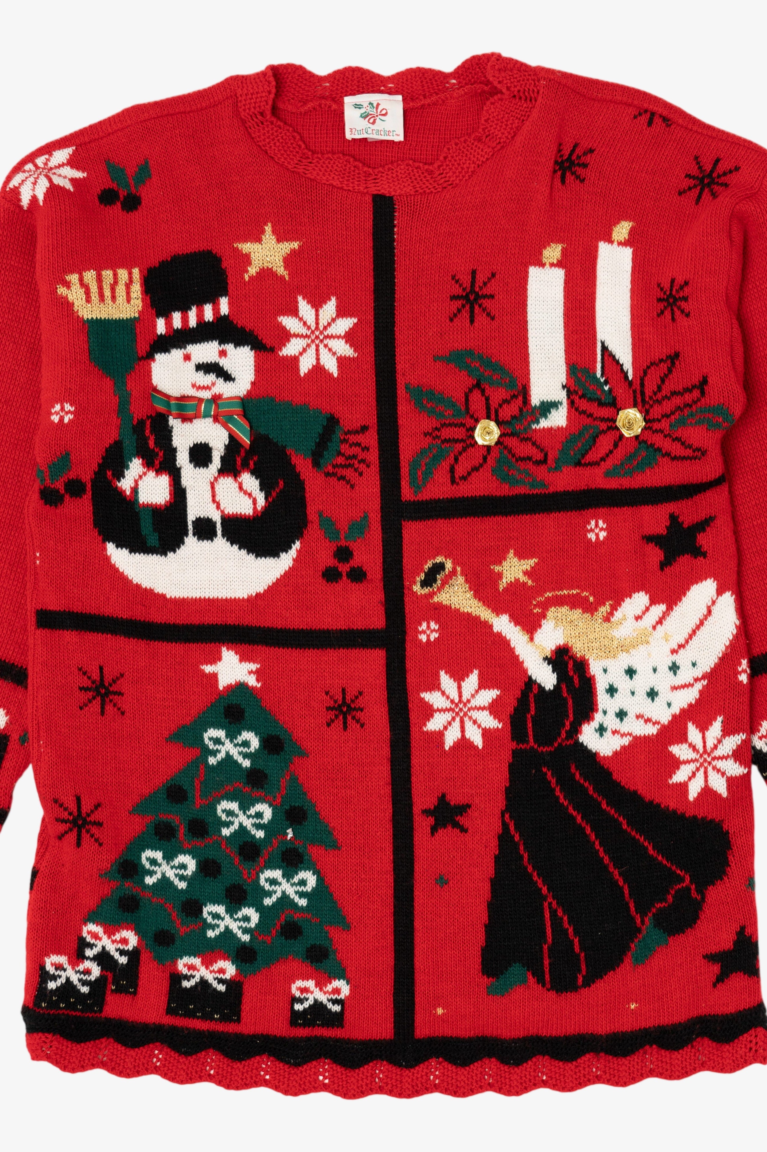 Vintage Red Nutcracker Angels Ugly Christmas Pullover (1980s)